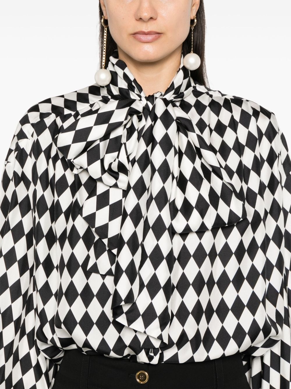 geometric-pattern silk shirt - 5