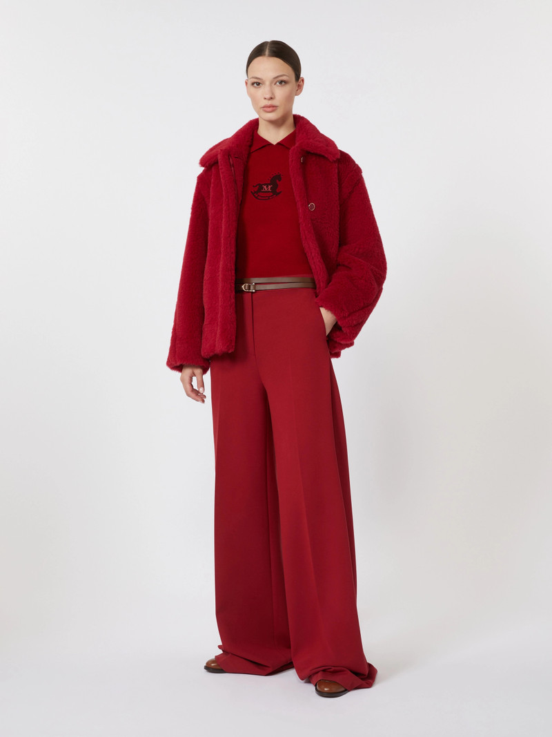 Max Mara TRITONE Cropped Teddy coat in alpaca and wool - RED outlook