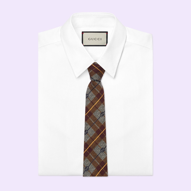 GUCCI Double G rhombus jacquard tie outlook