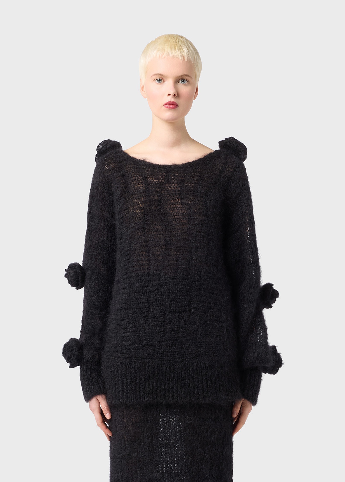 MOHAIR SWEATER WITH 3D ROSES - 3