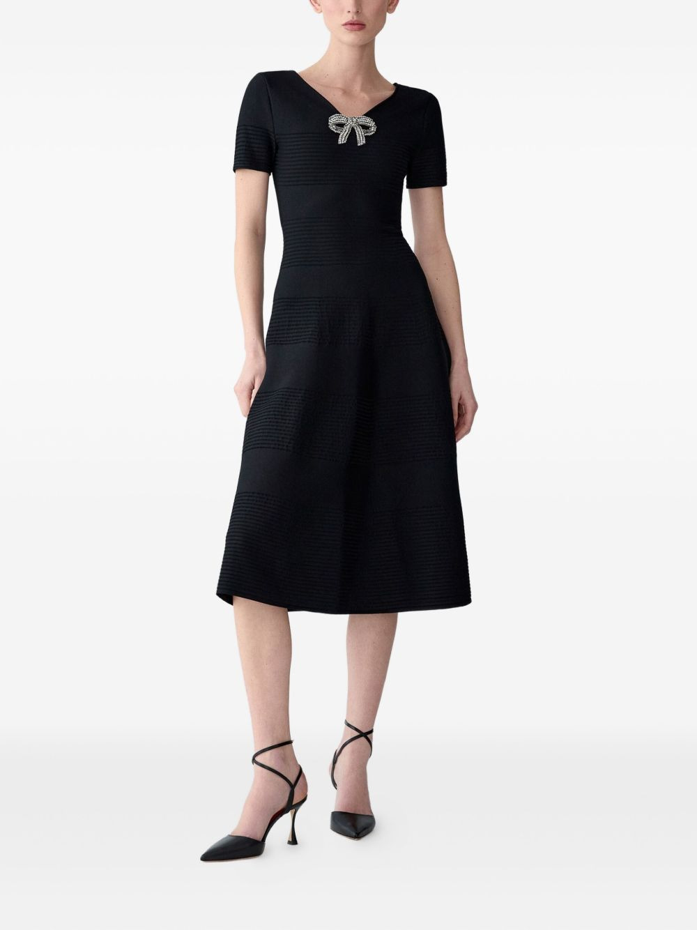 crystal-bow midi dress - 2