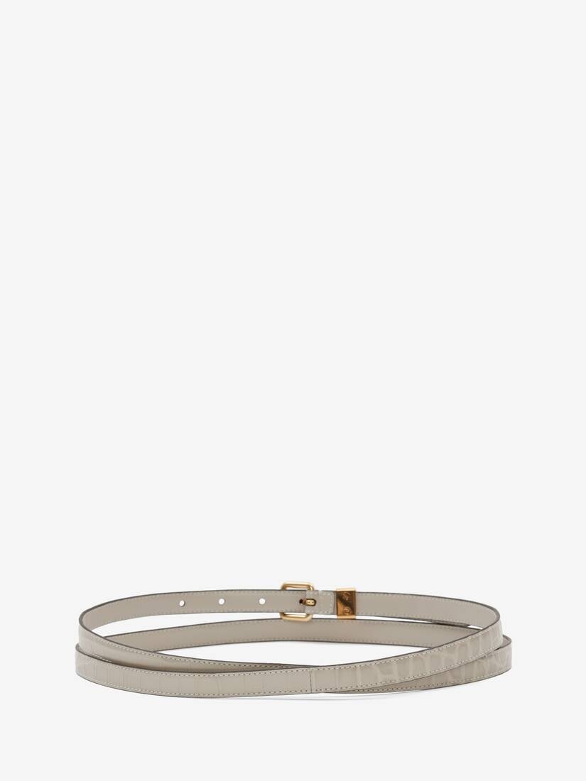Pave Skull Double Belt in Grey - 2