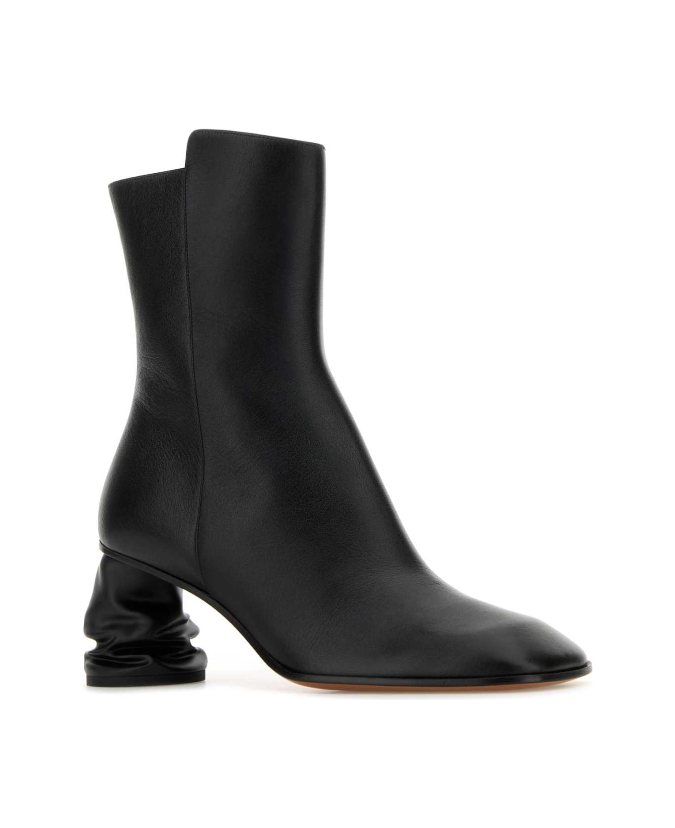 Black Leather Ankle Boots - 2
