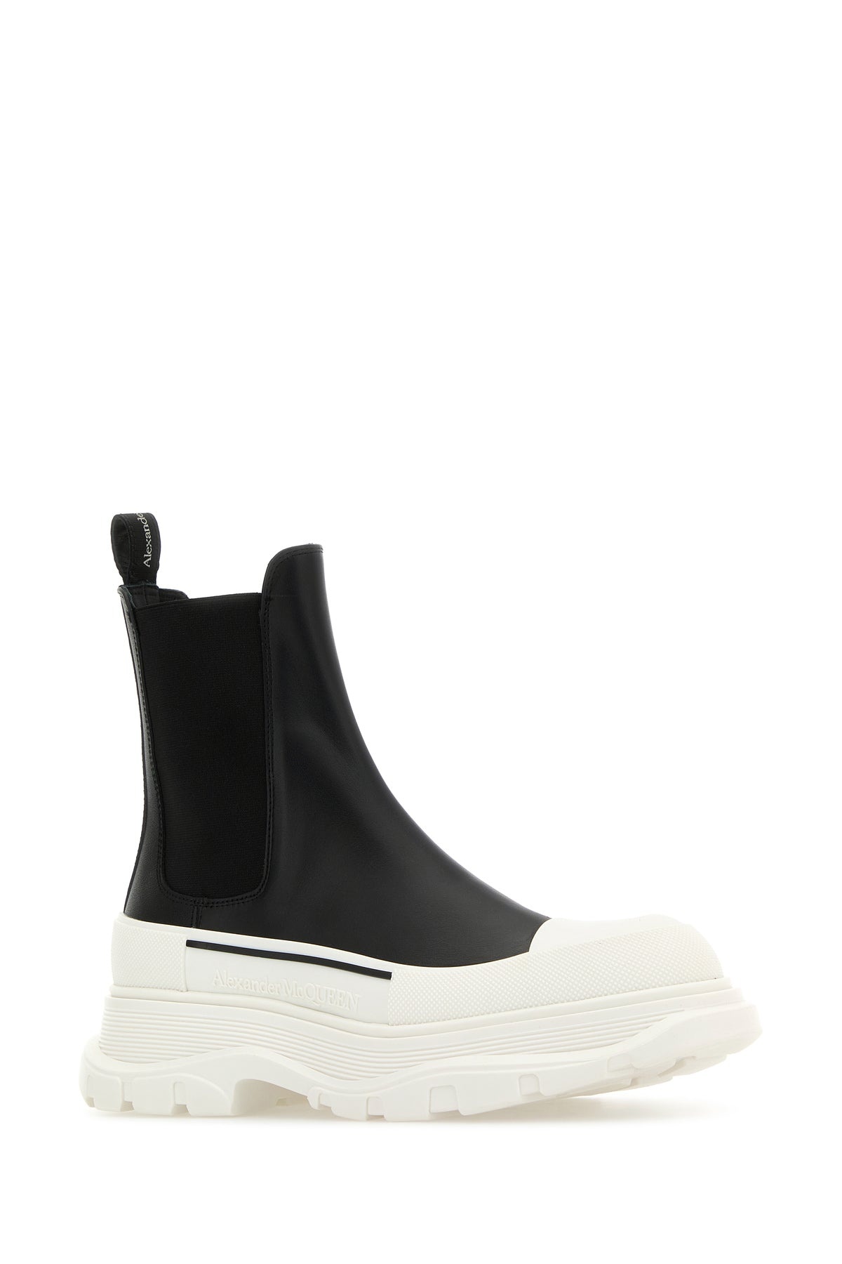 Black nappa leather Tread Slick ankle boots - 2