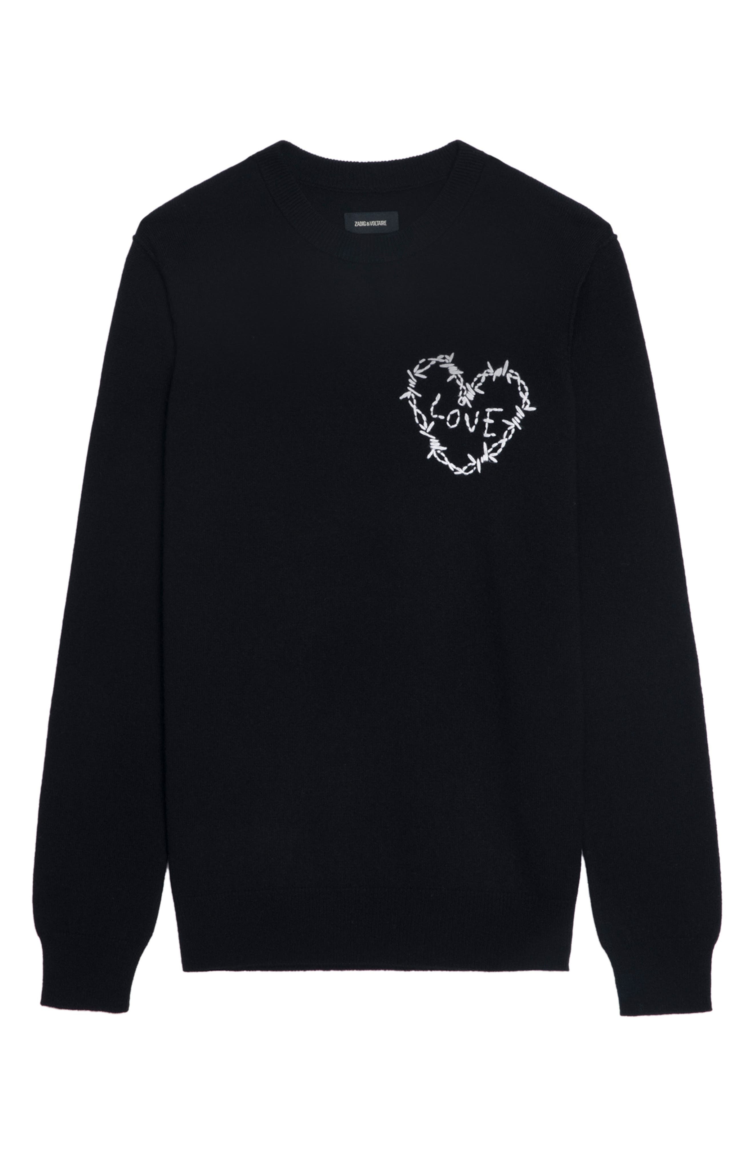 Zadig & Voltaire Kendy Heart Wool & Cashmere Sweater in Black at Nordstrom - 5