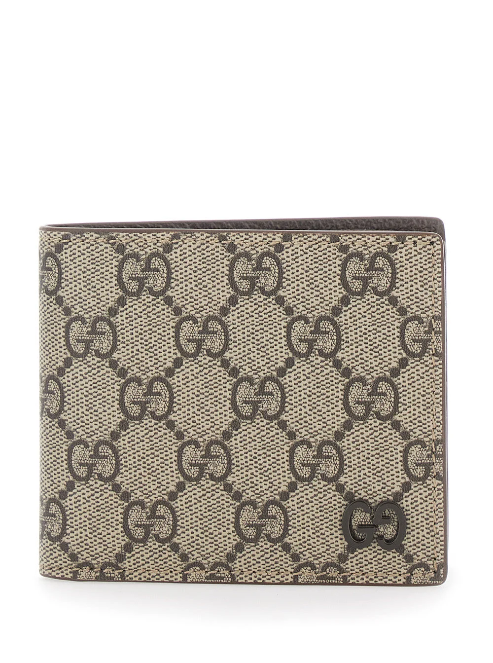 Gucci Men Beige Bi-Fold Wallet With Double G Logo Plaque On The Front In Gg Canvas Man - 1