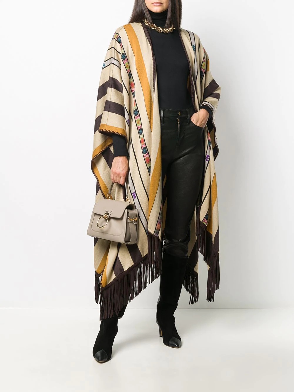 fringe patterned cape - 2