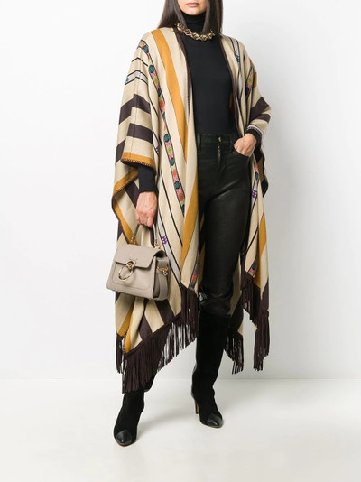 Etro fringe patterned cape outlook