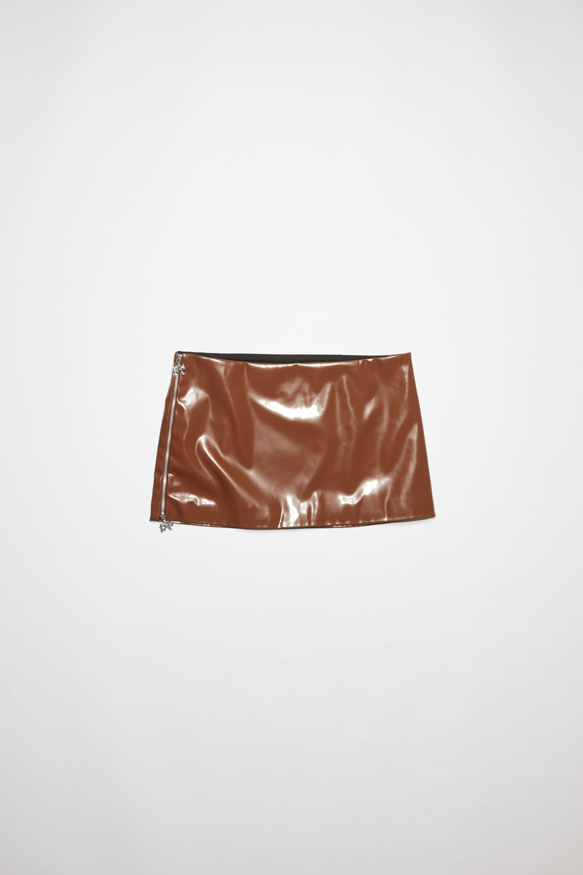 Zippered mini skirt - Brown - 1