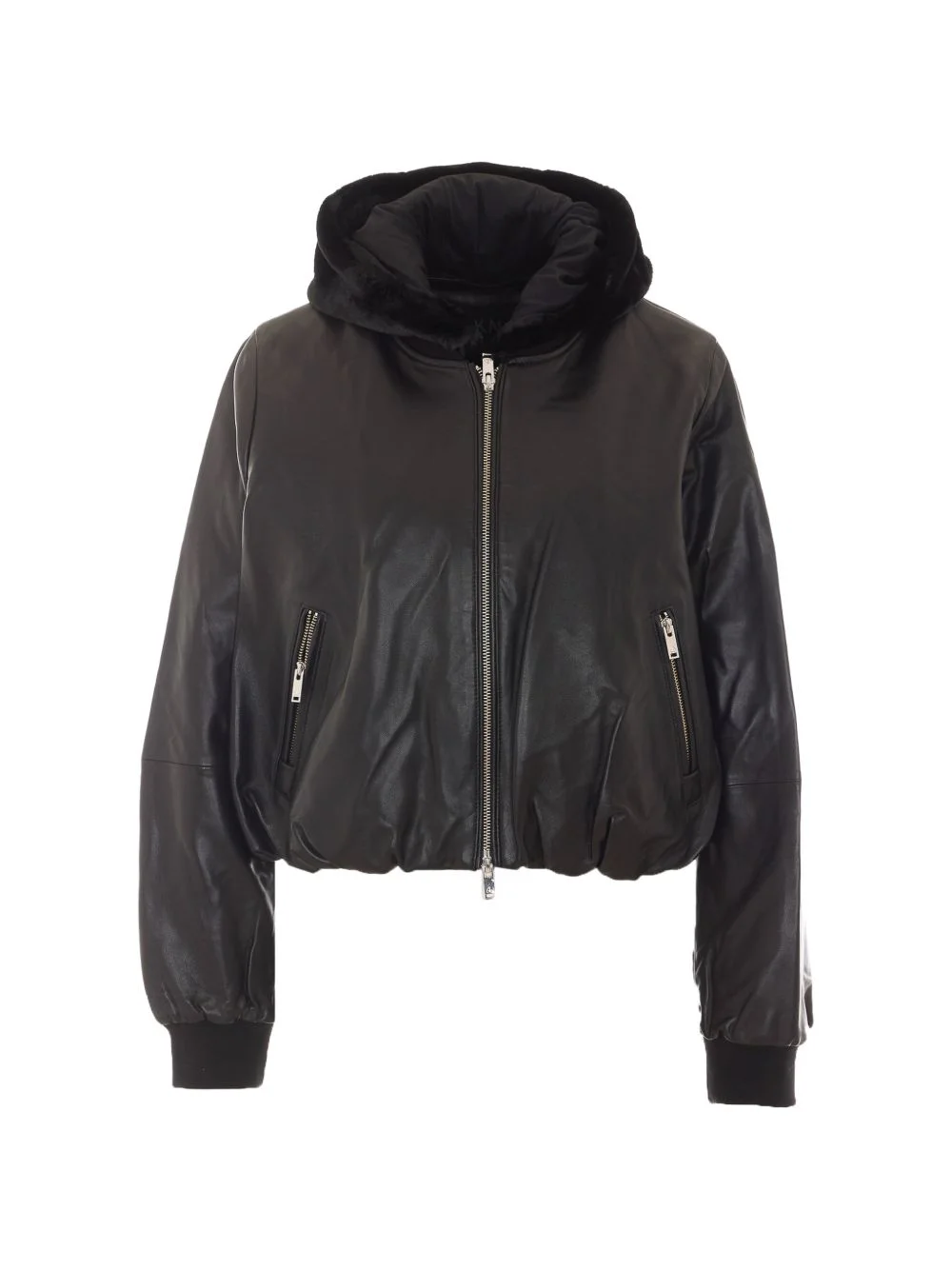 Cardin hooded leather bomber jacket - 1