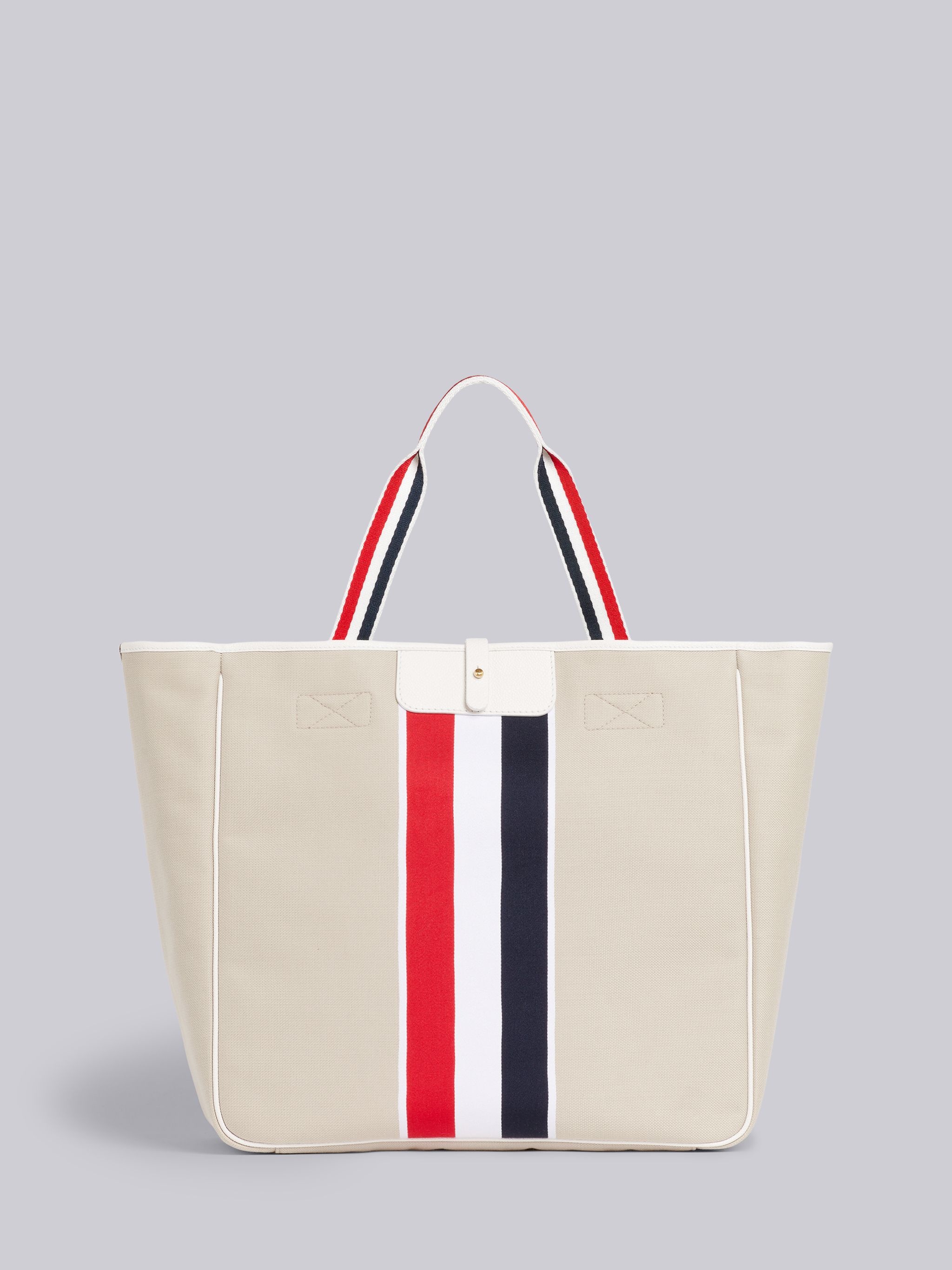 Natural Cotton Canvas Jacquard Stripe Hunting Tote - 1