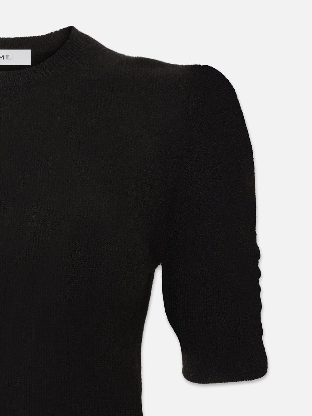 Ruched Sleeve Cashmere Sweater in Noir - 4