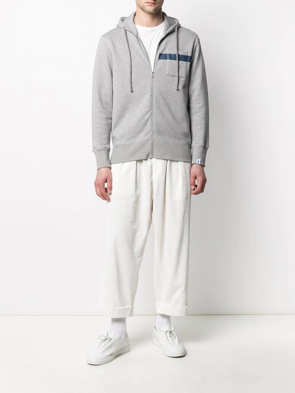 horizontal-stripe zip-up hoodie - 2