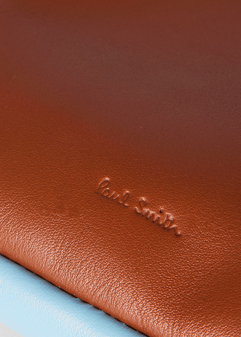 Tan Colour-Block Leather Pouch Bag 6