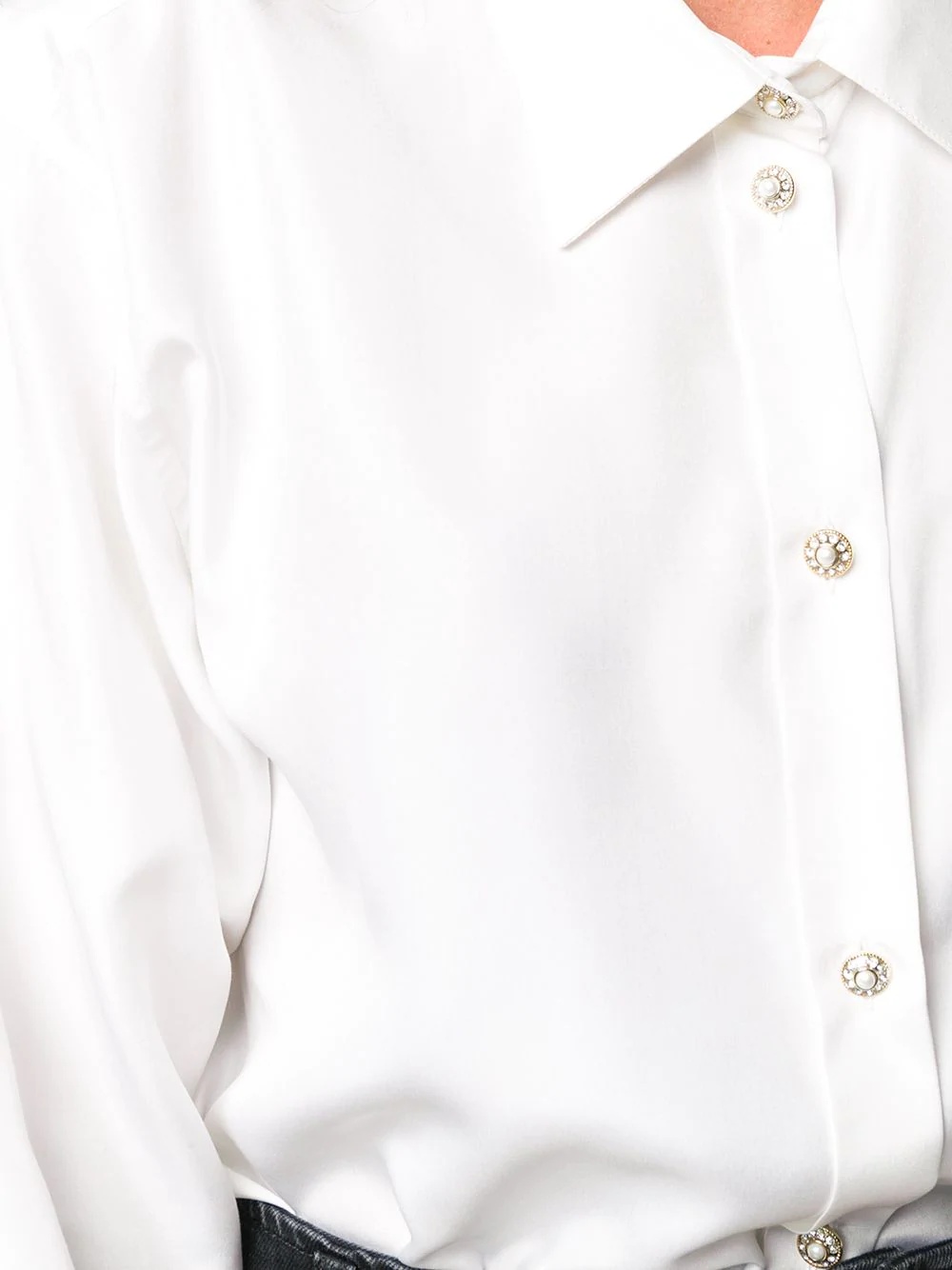 faux pearl-button shirt - 5