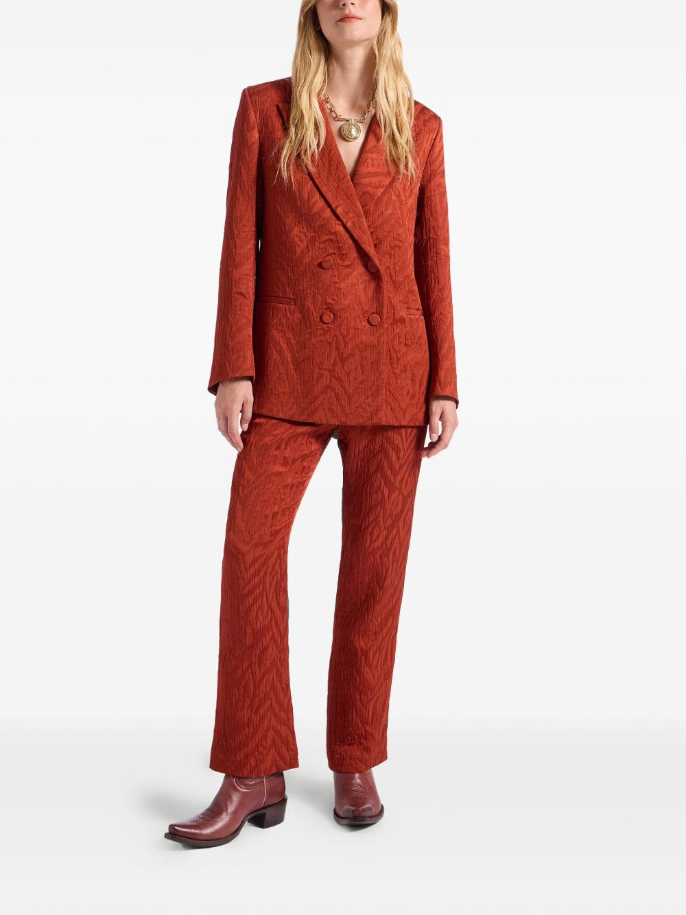 textured double-breasted jacket - 2