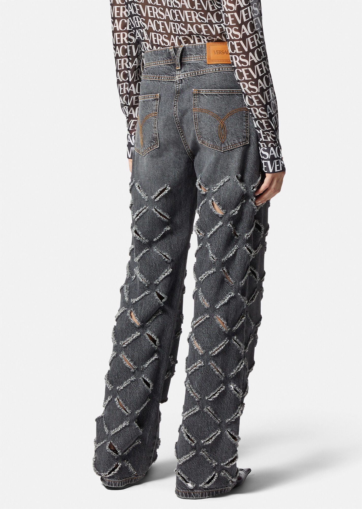 Slashed Wide-Leg Jeans - 4