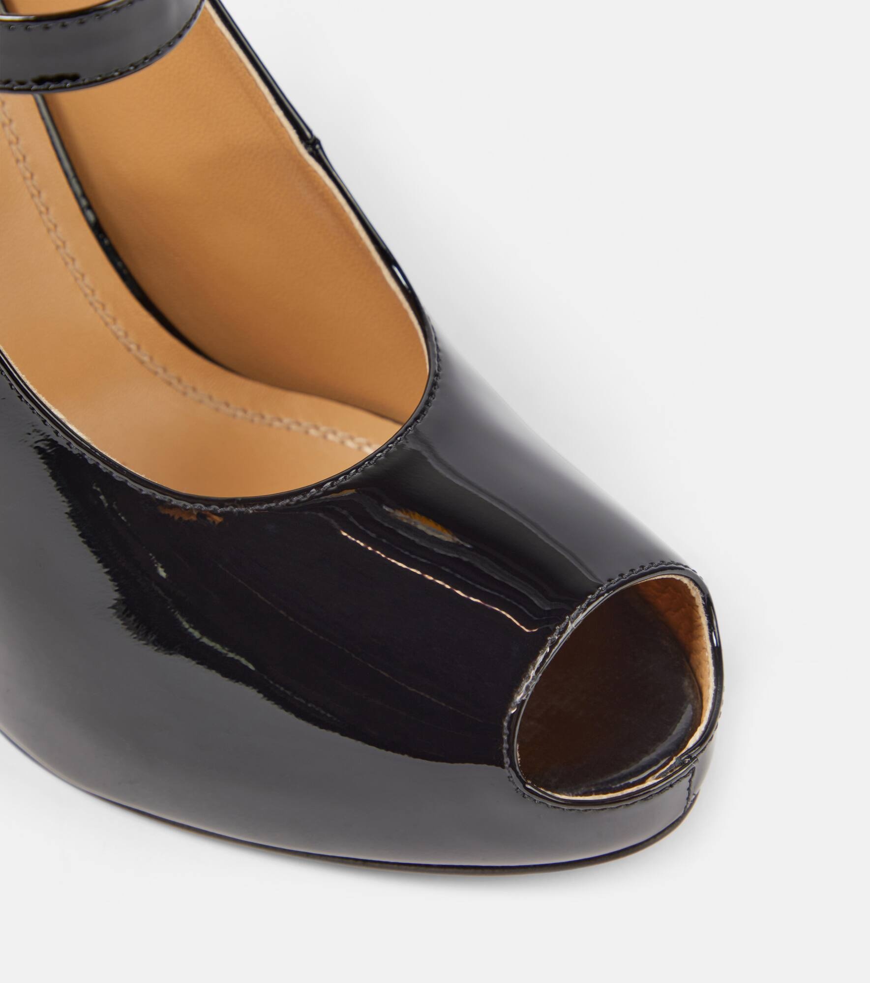 Patent leather peep-toe Mary Jane pumps - 6
