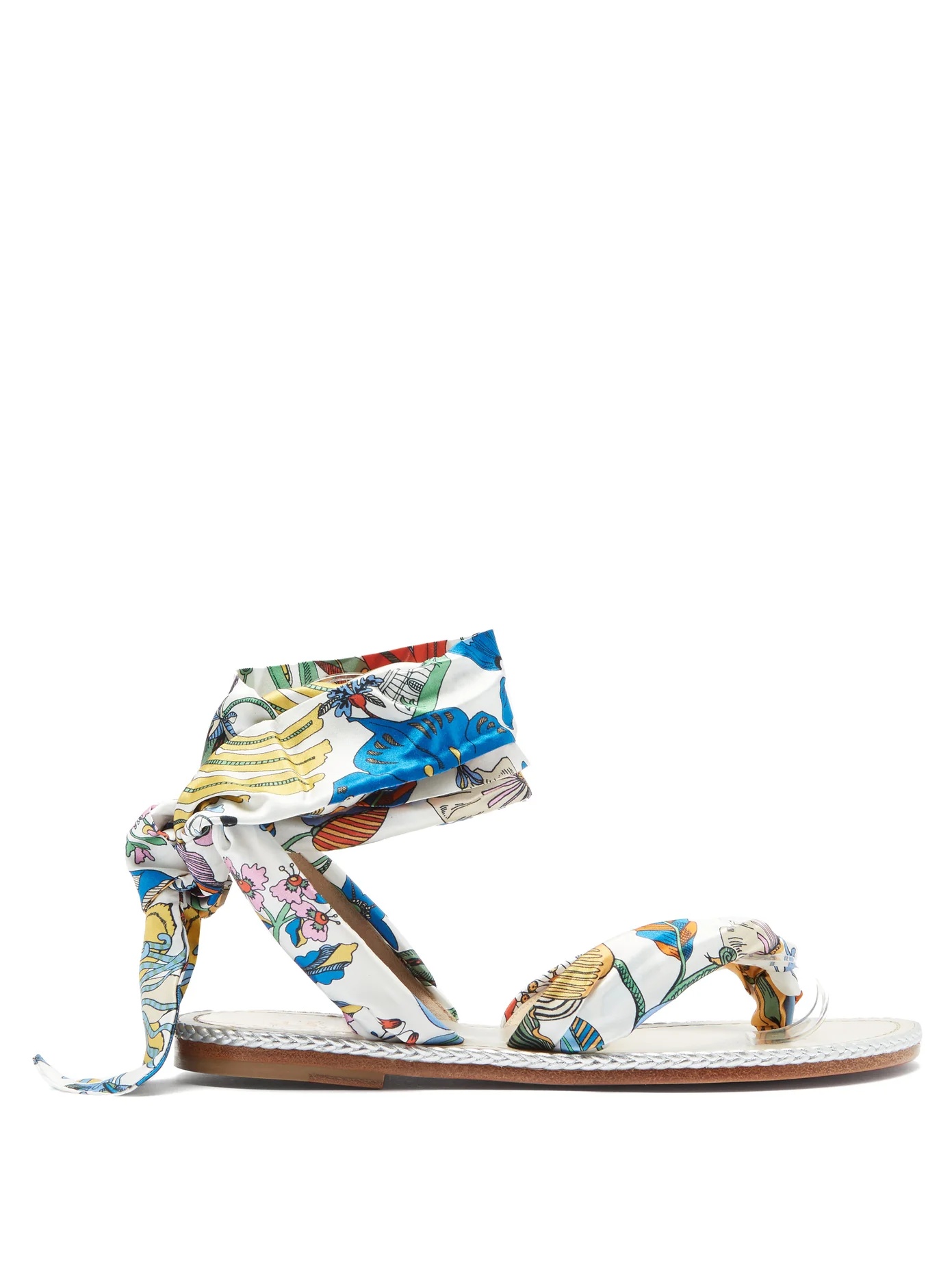 Spetsos Botanical-print satin sandals - 1