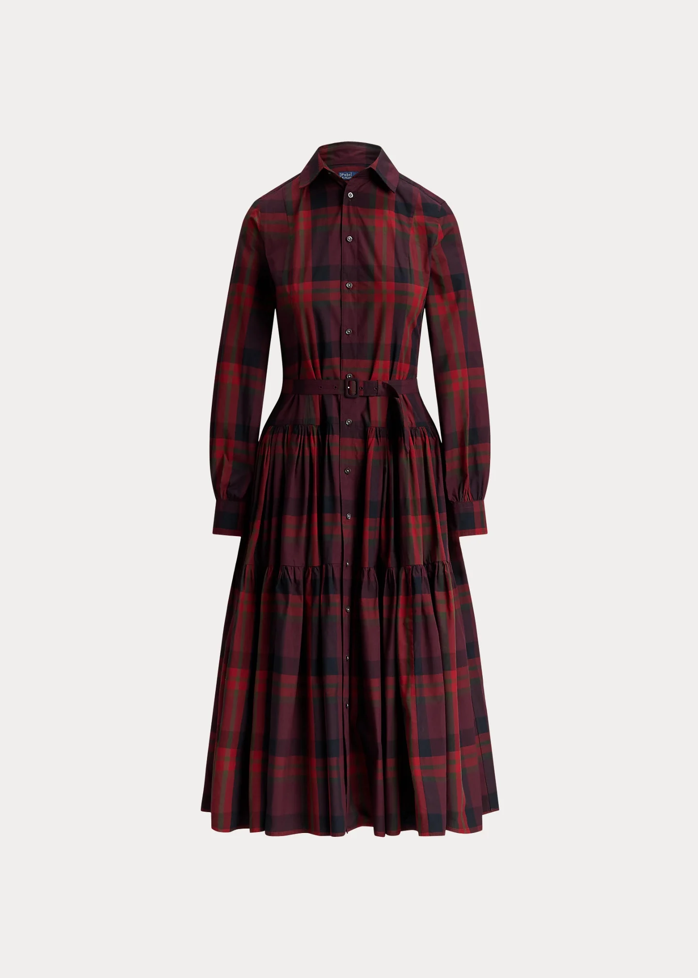 Plaid Tiered Shirtdress - 1