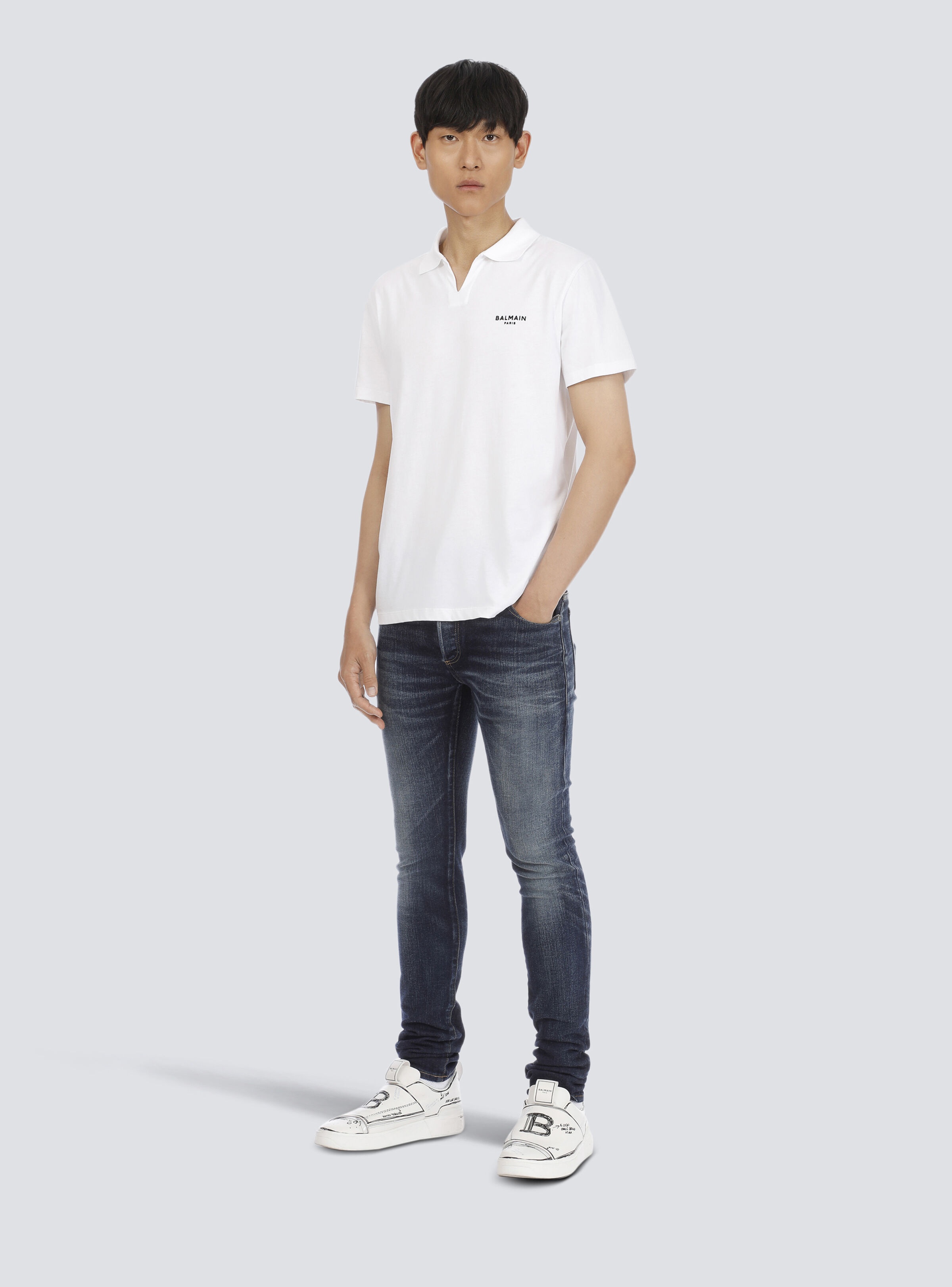 Balmain logo polo shirt in eco-responsible cotton - 2