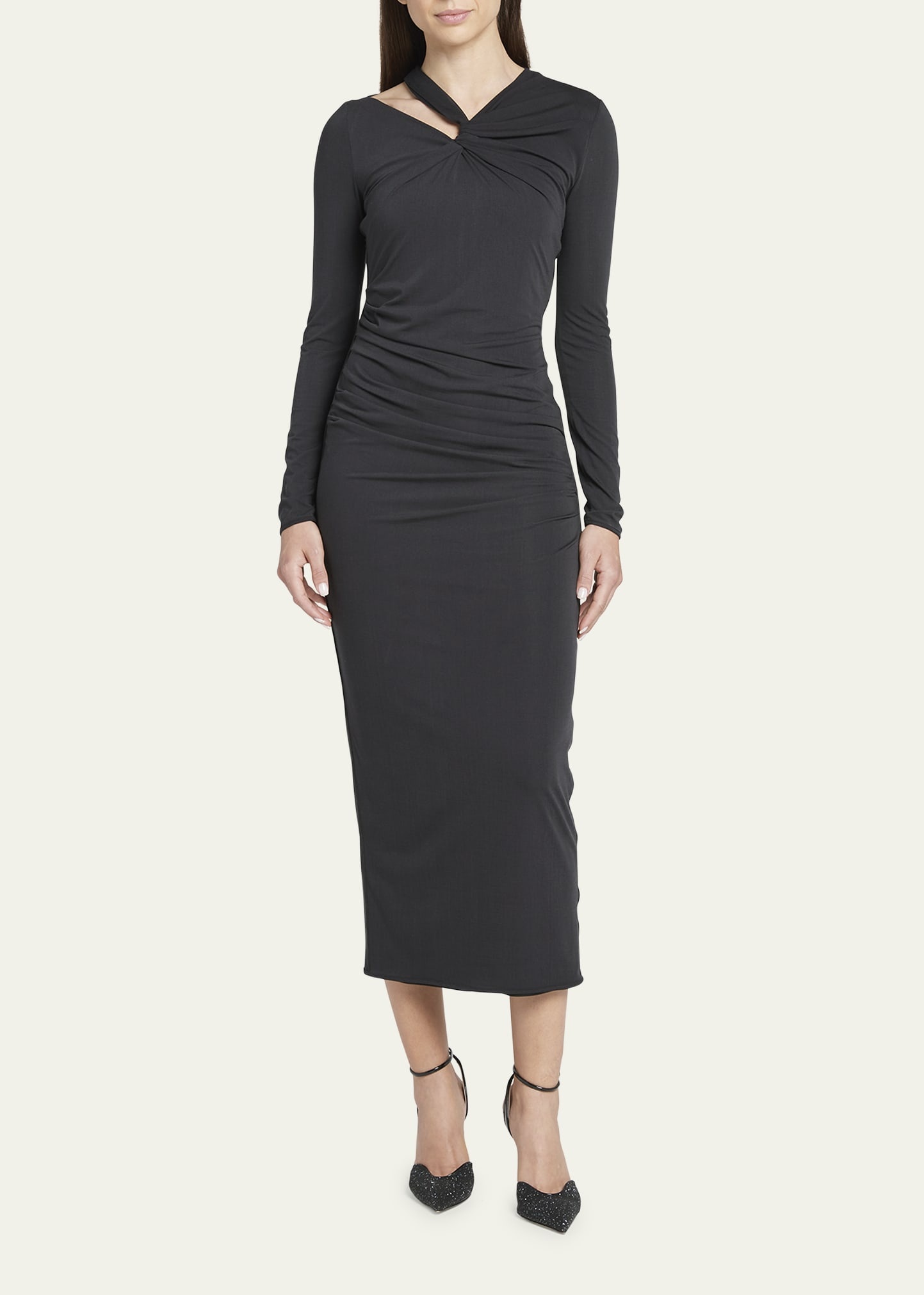 Cutout Viscose Jersey Body-Con Midi Dress - 2