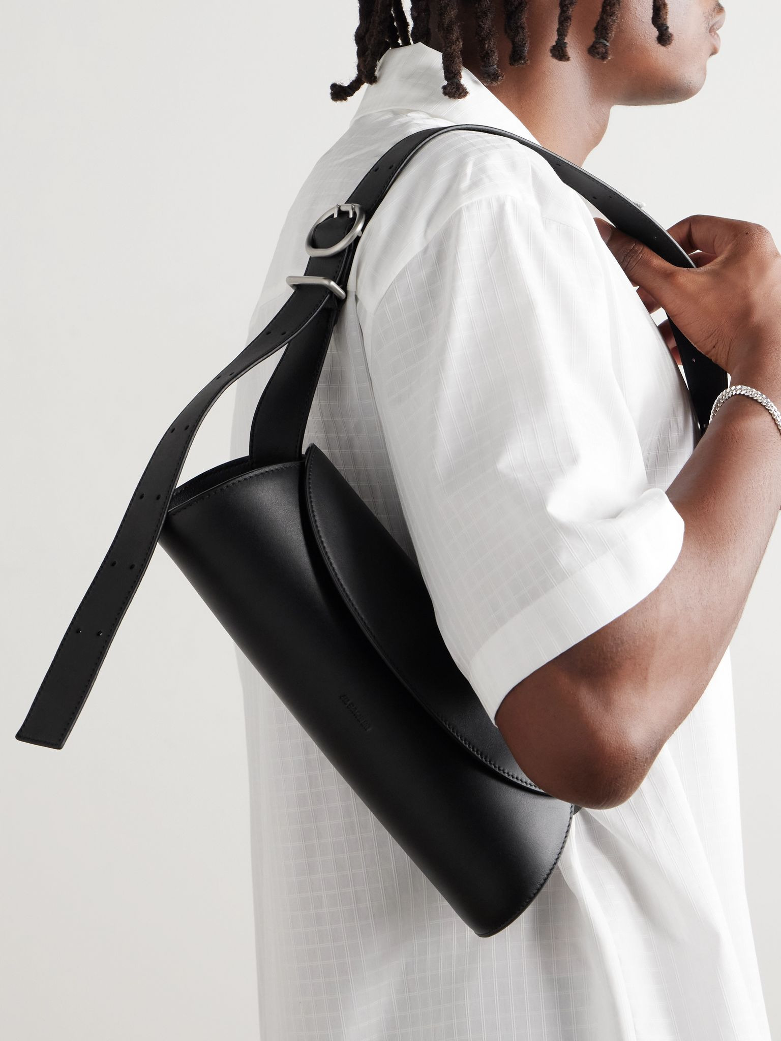 Cannolo Small Leather Messenger Bag Black - 2