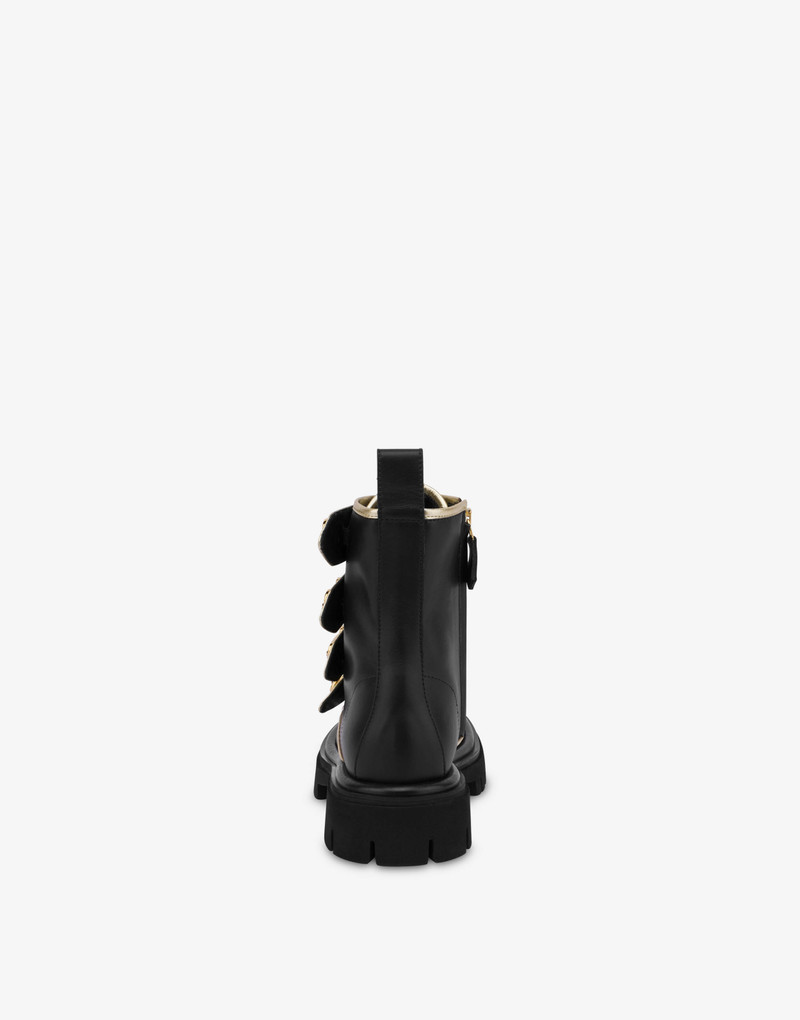 Moschino TEDDY BUTTONS CALFSKIN COMBAT BOOTS outlook
