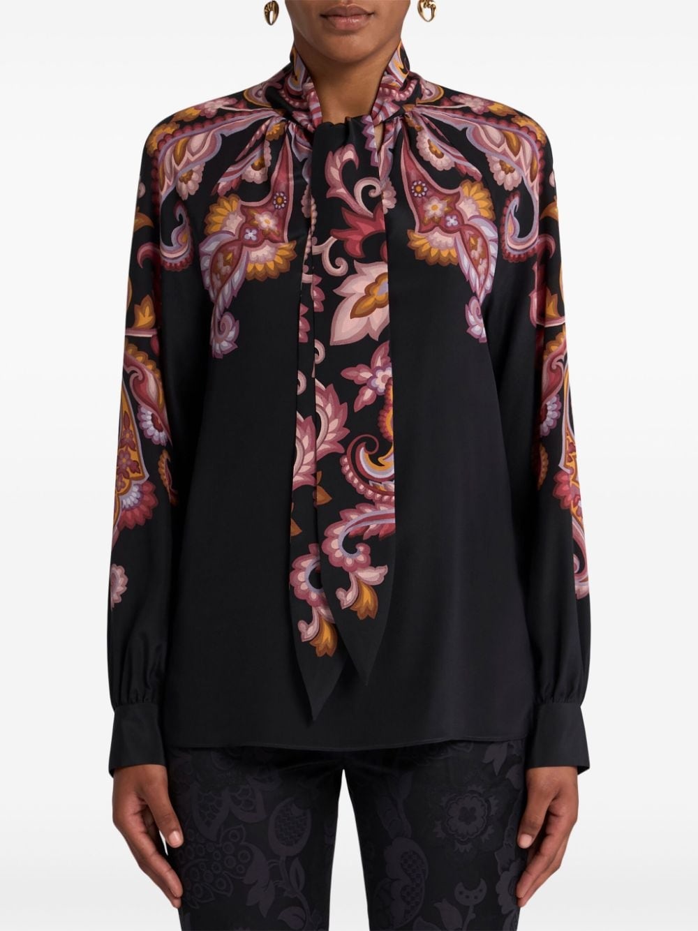 printed crepe de chine blouse - 2