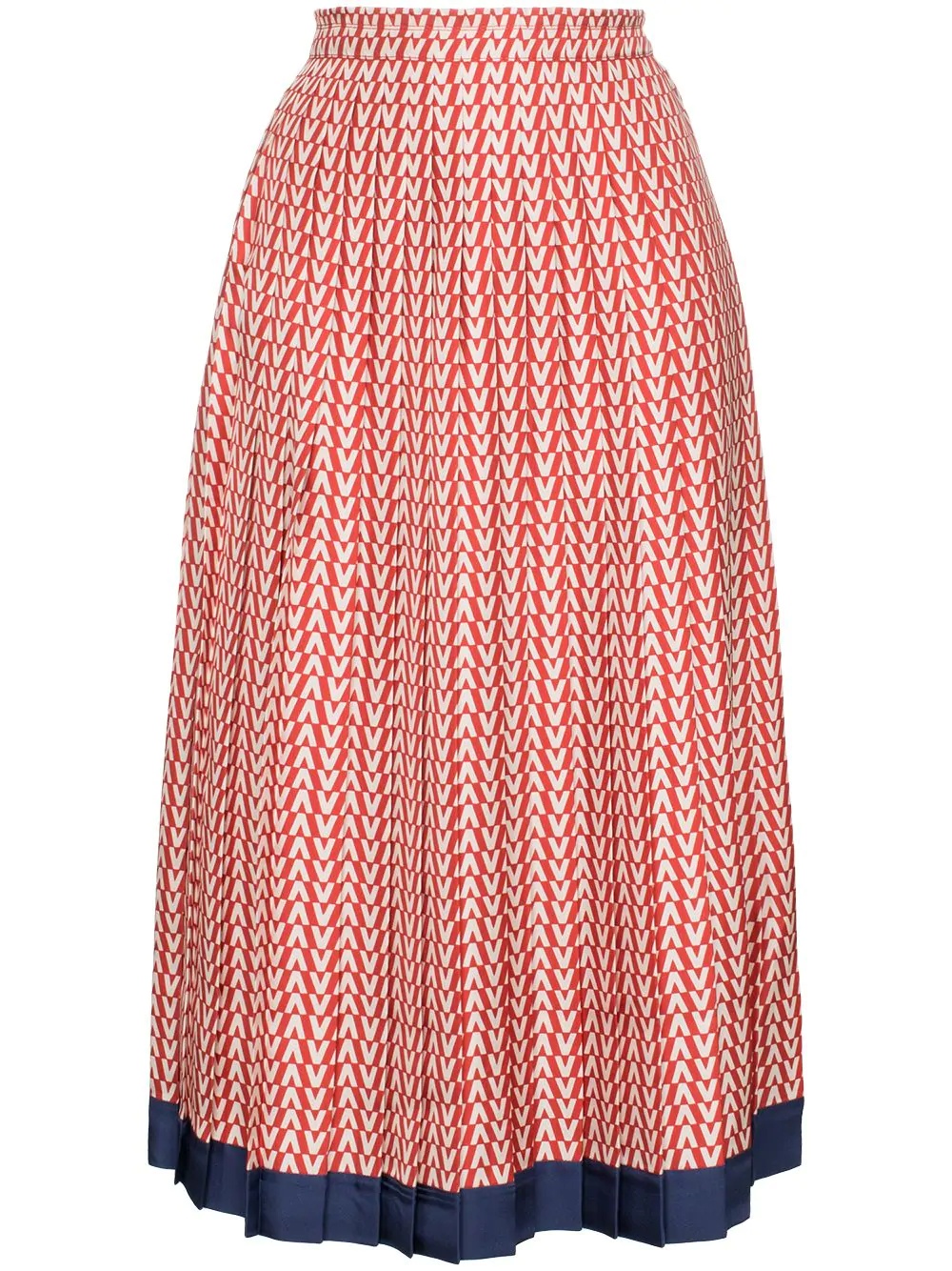 V-print pleated silk midi skirt - 1