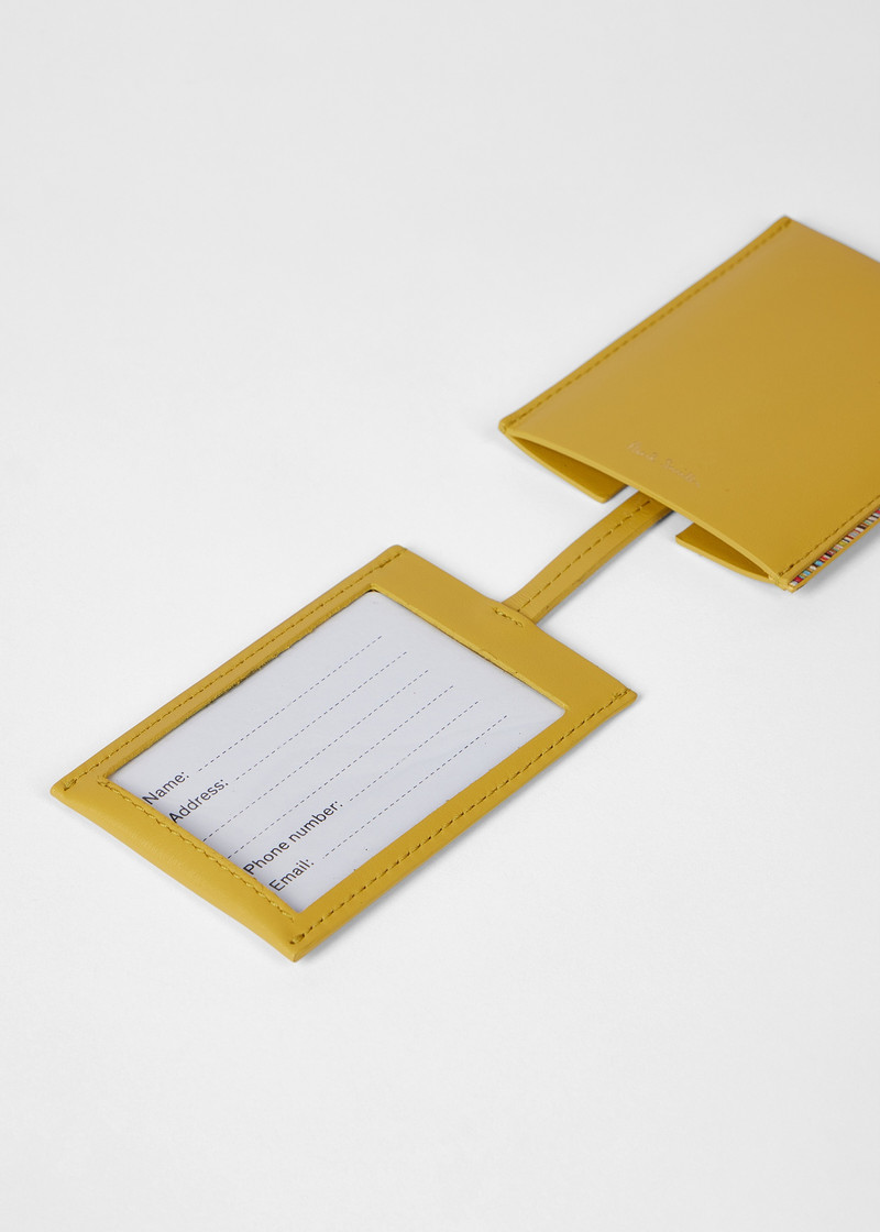 Yellow Leather 'Signature Stripe' Trim Luggage Tag 4