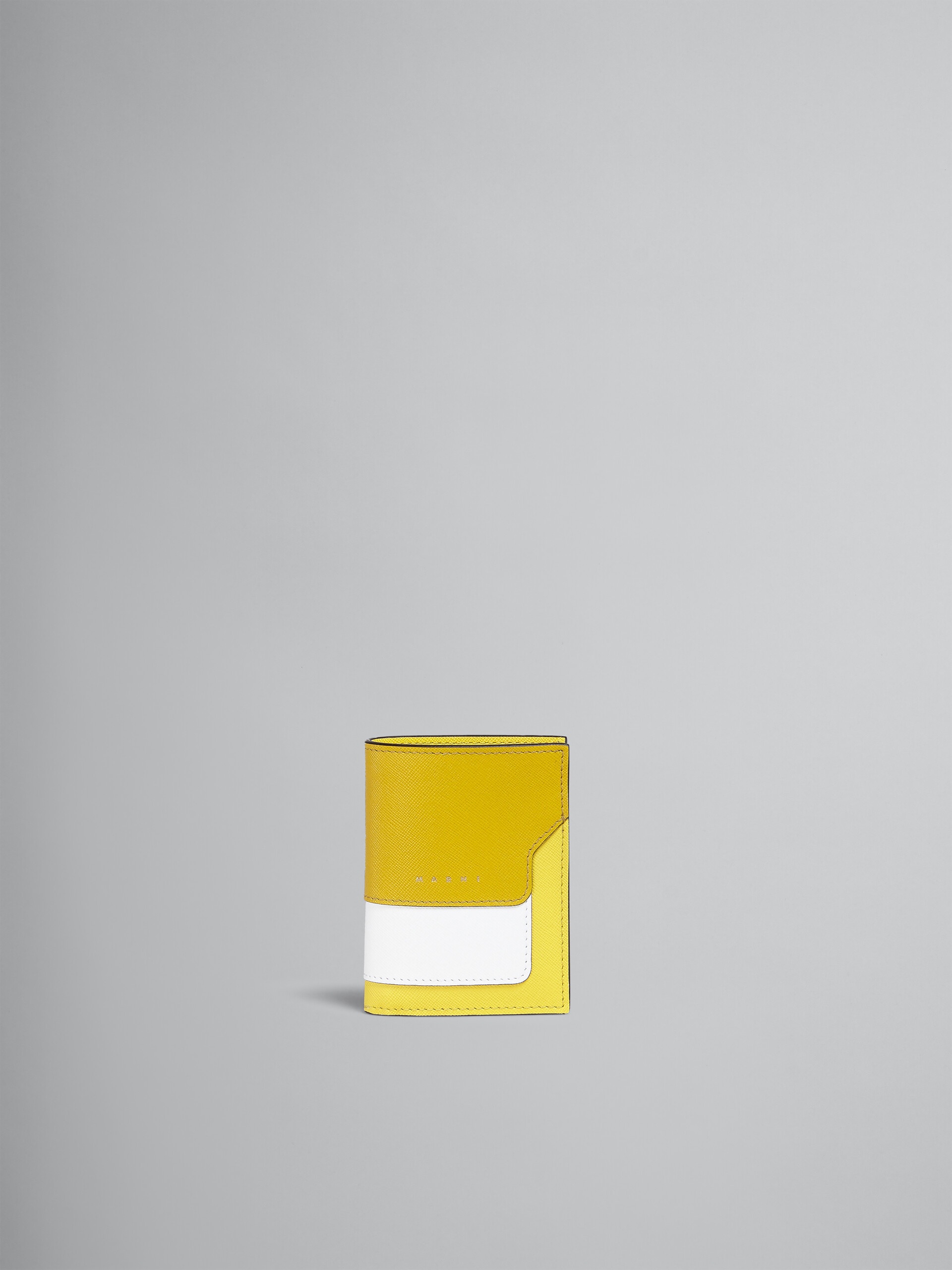 YELLOW AND WHITE SAFFIANO LEATHER BI-FOLD WALLET - 1