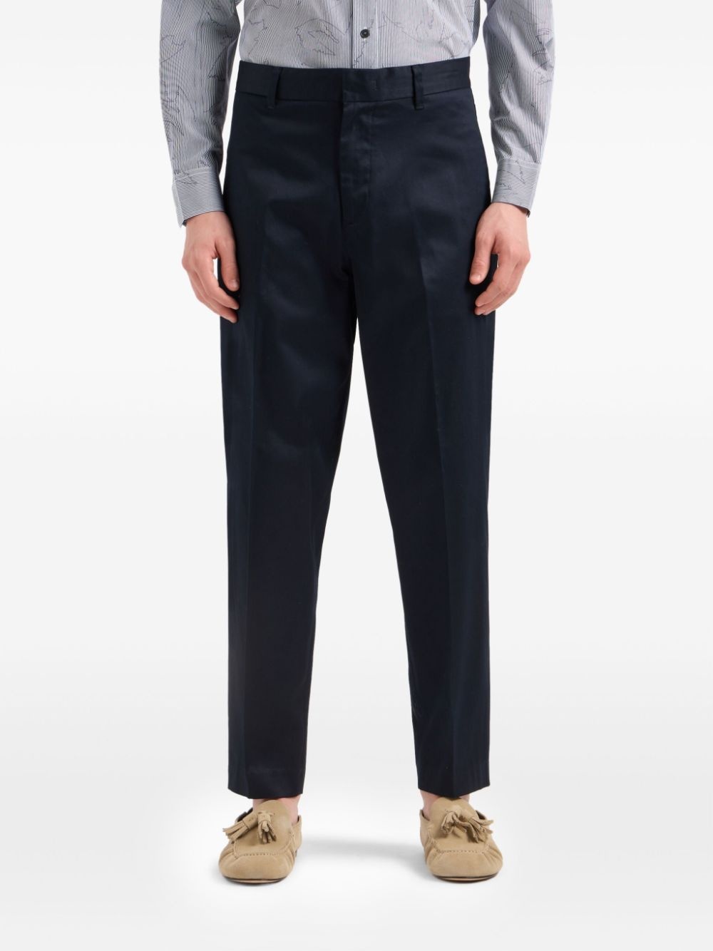 tapered cotton-blend trousers - 3