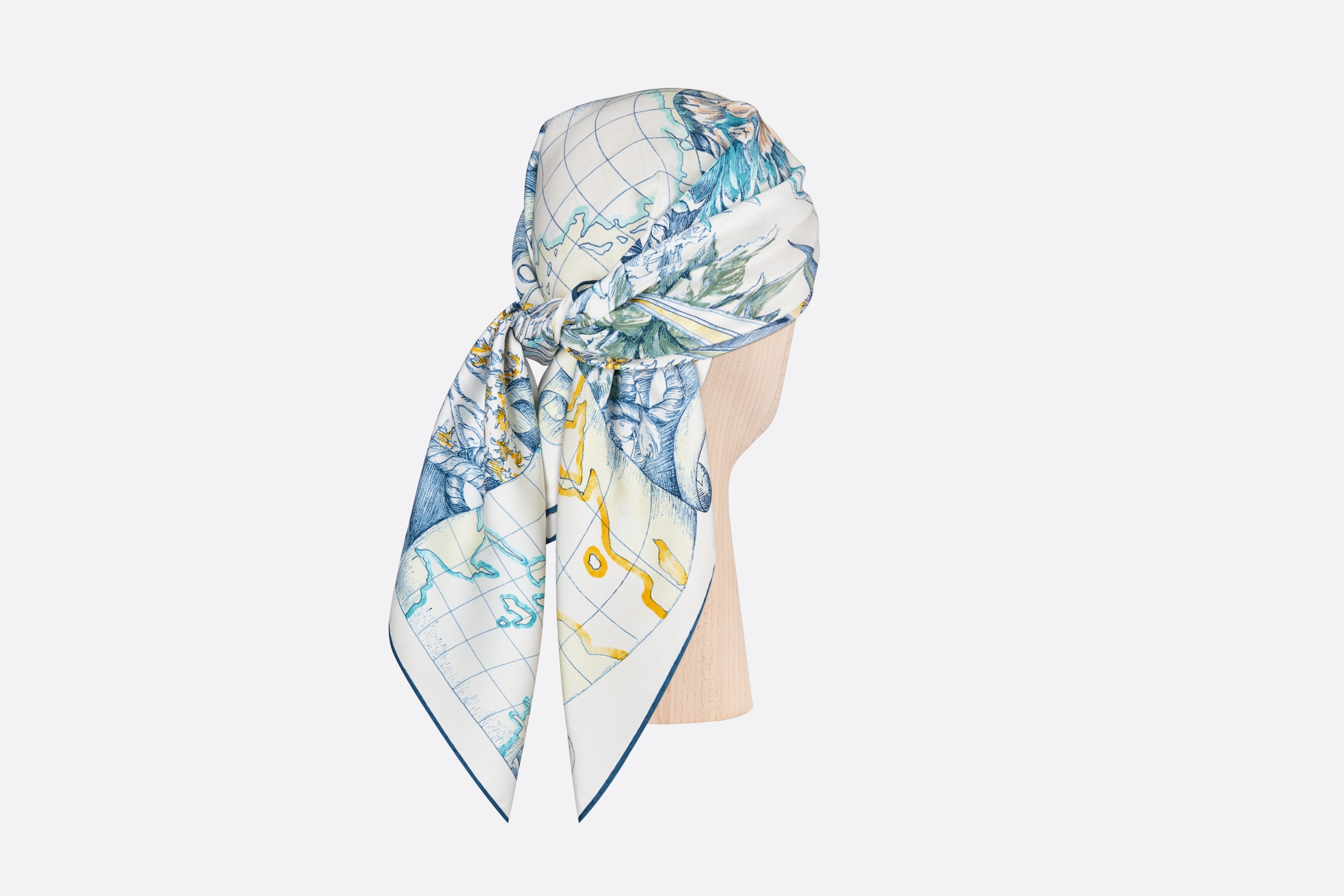 Rêve d'Infini 90 Square Scarf Ecru Multicolor Silk Twill