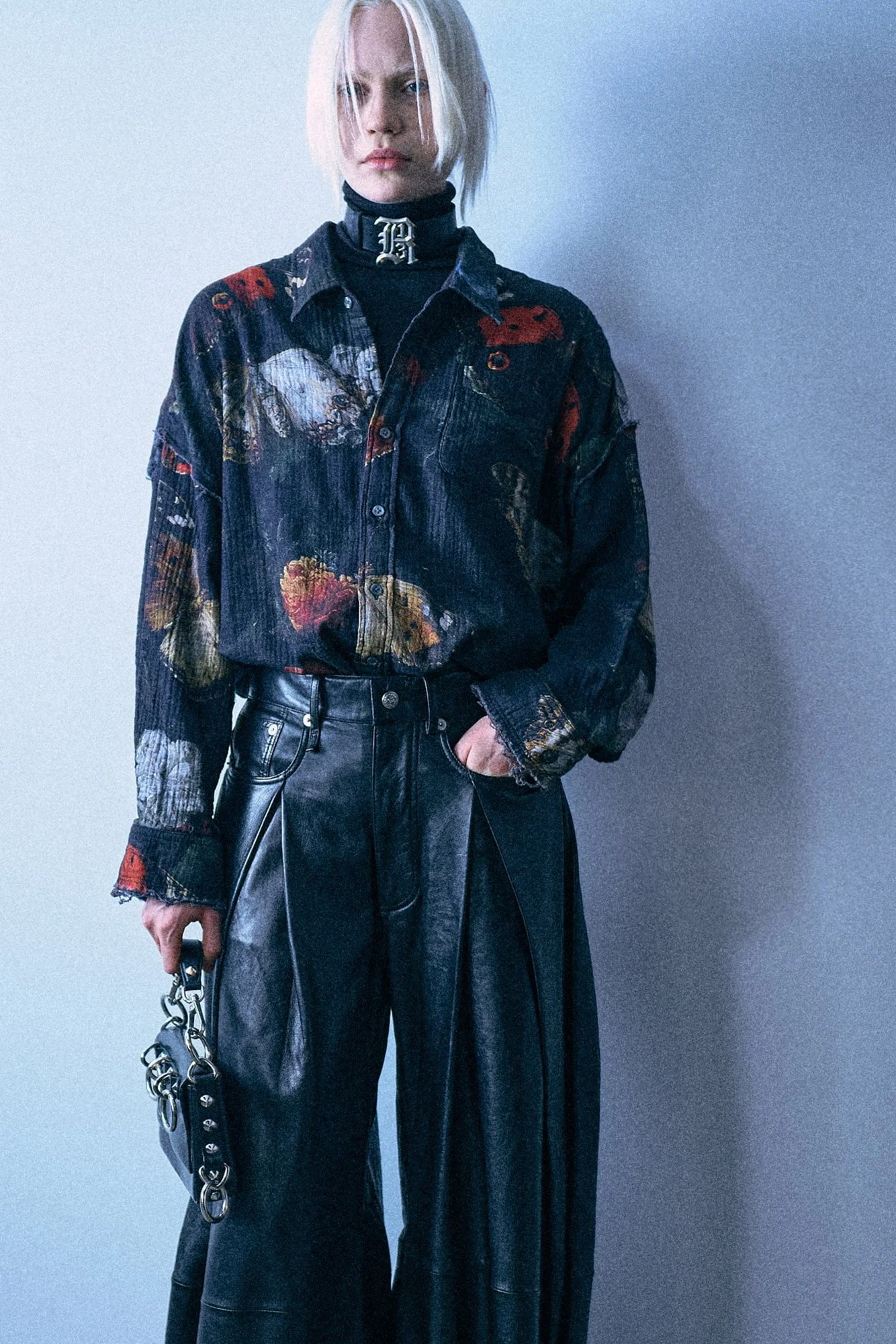 Reversible Shredded Seam Drop Neck Shirt - 1