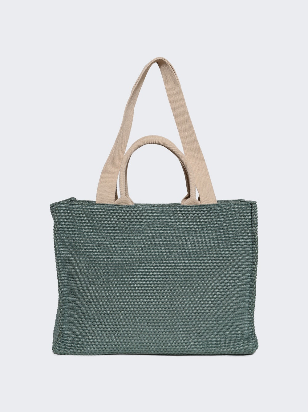 Raffia-effect Large Tote Bag Tea Green - 5