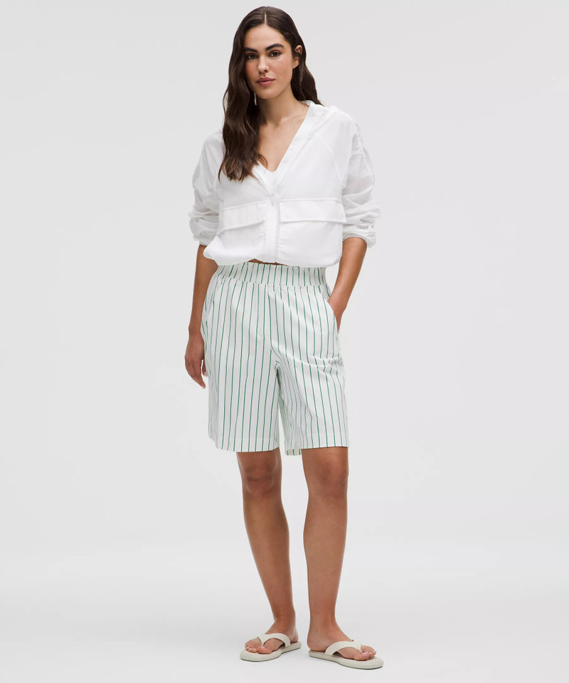 Stretch Woven Ruffle-Waist High-Rise Short 9" 1