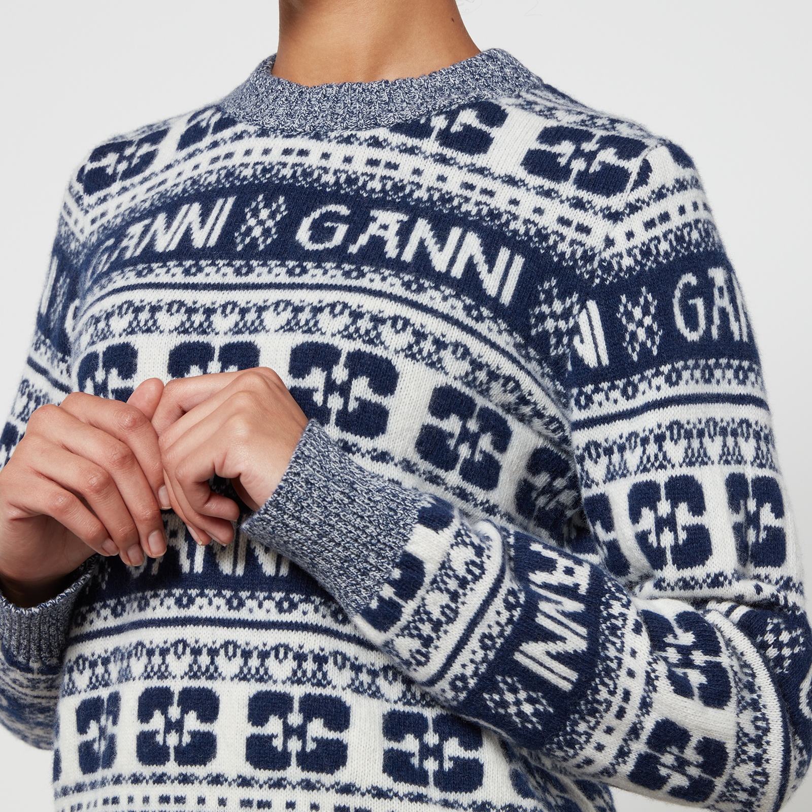 Ganni Logo-Intarsia Wool-Blend Jumper - 4