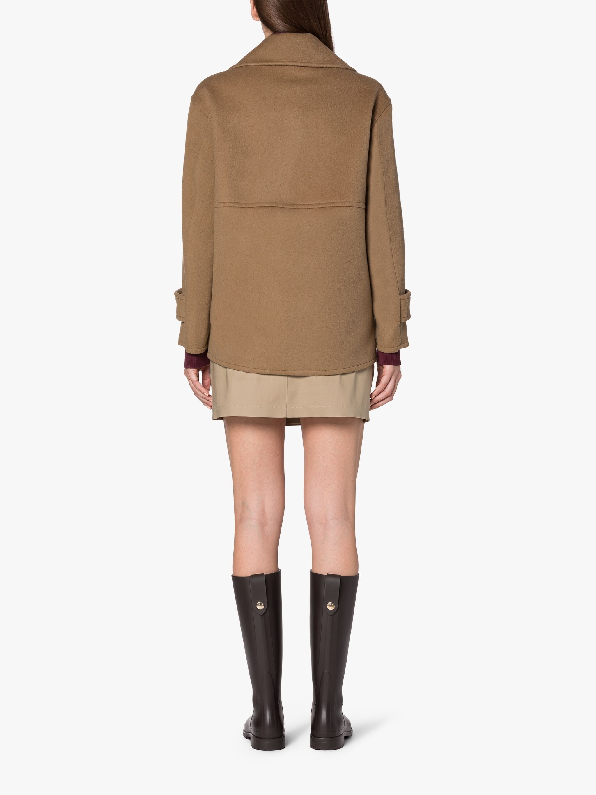 FIONA BEIGE WOOL & CASHMERE PEA COAT - 4