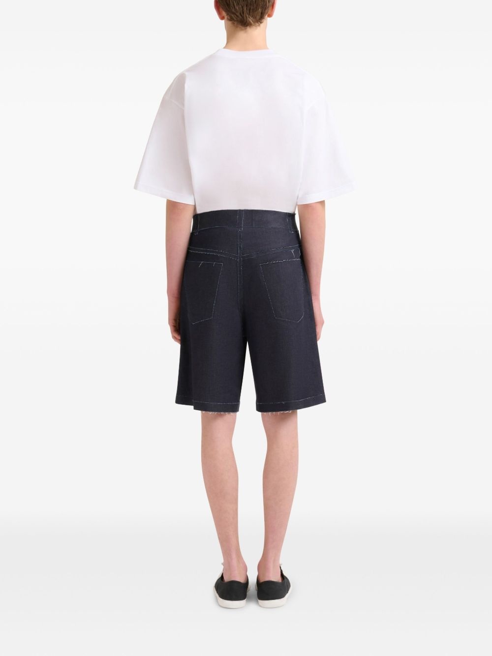 high-waisted denim shorts - 4