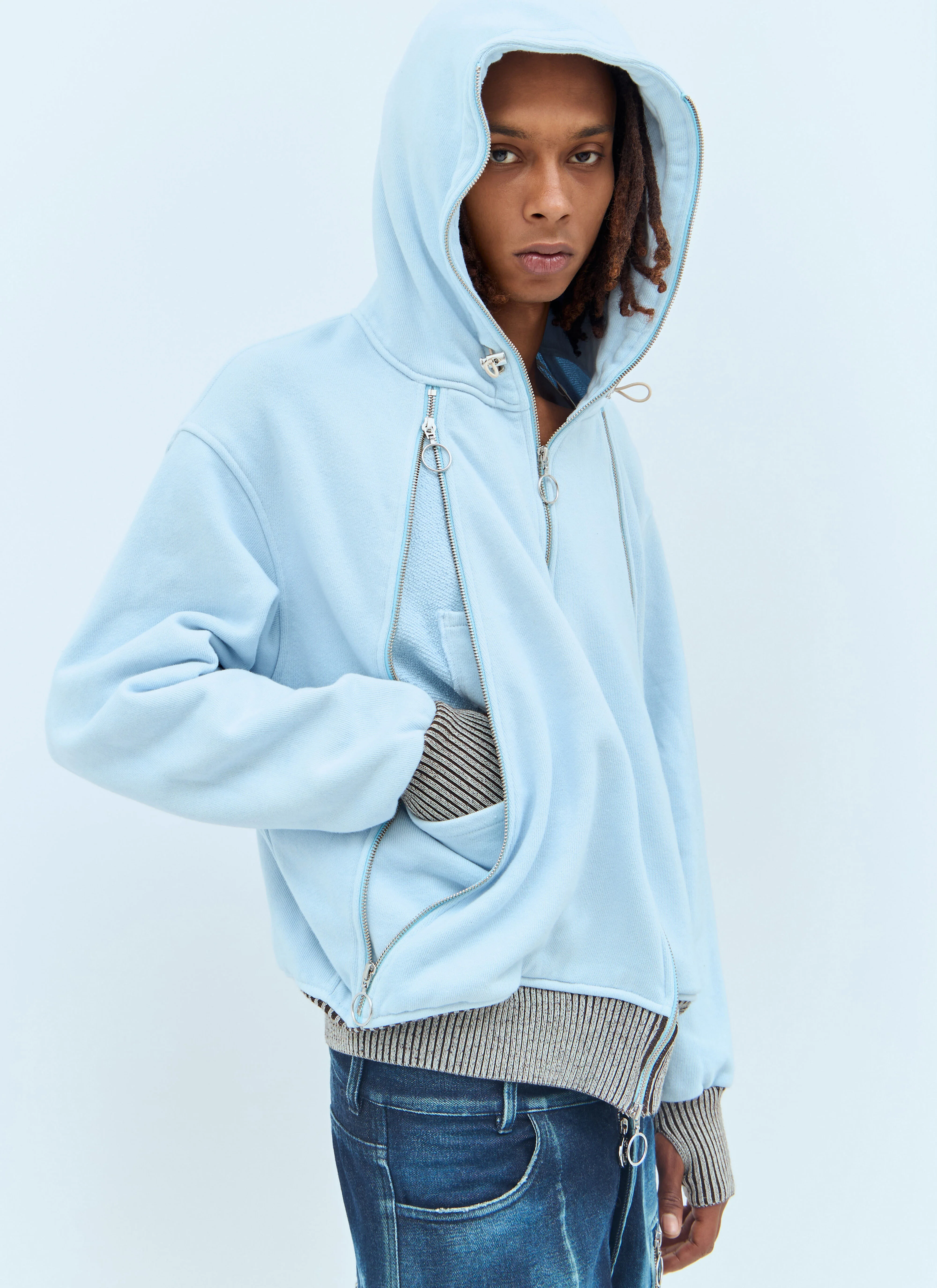 Zip Hybrid Hooded Sweatshirt - 1