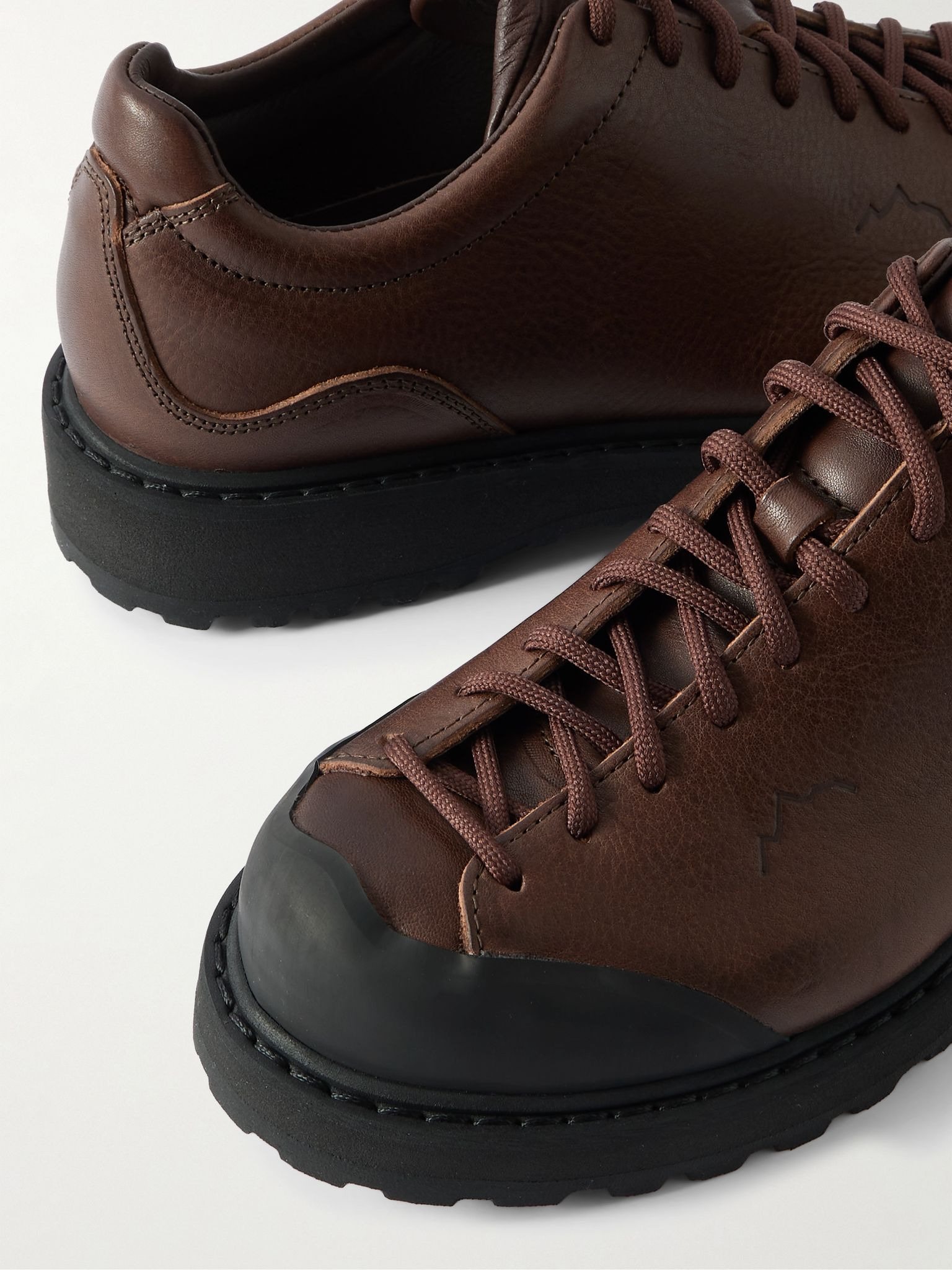 Ampezzo Low Rubber-Trimmed Full-Grain Leather Boots Brown - 5