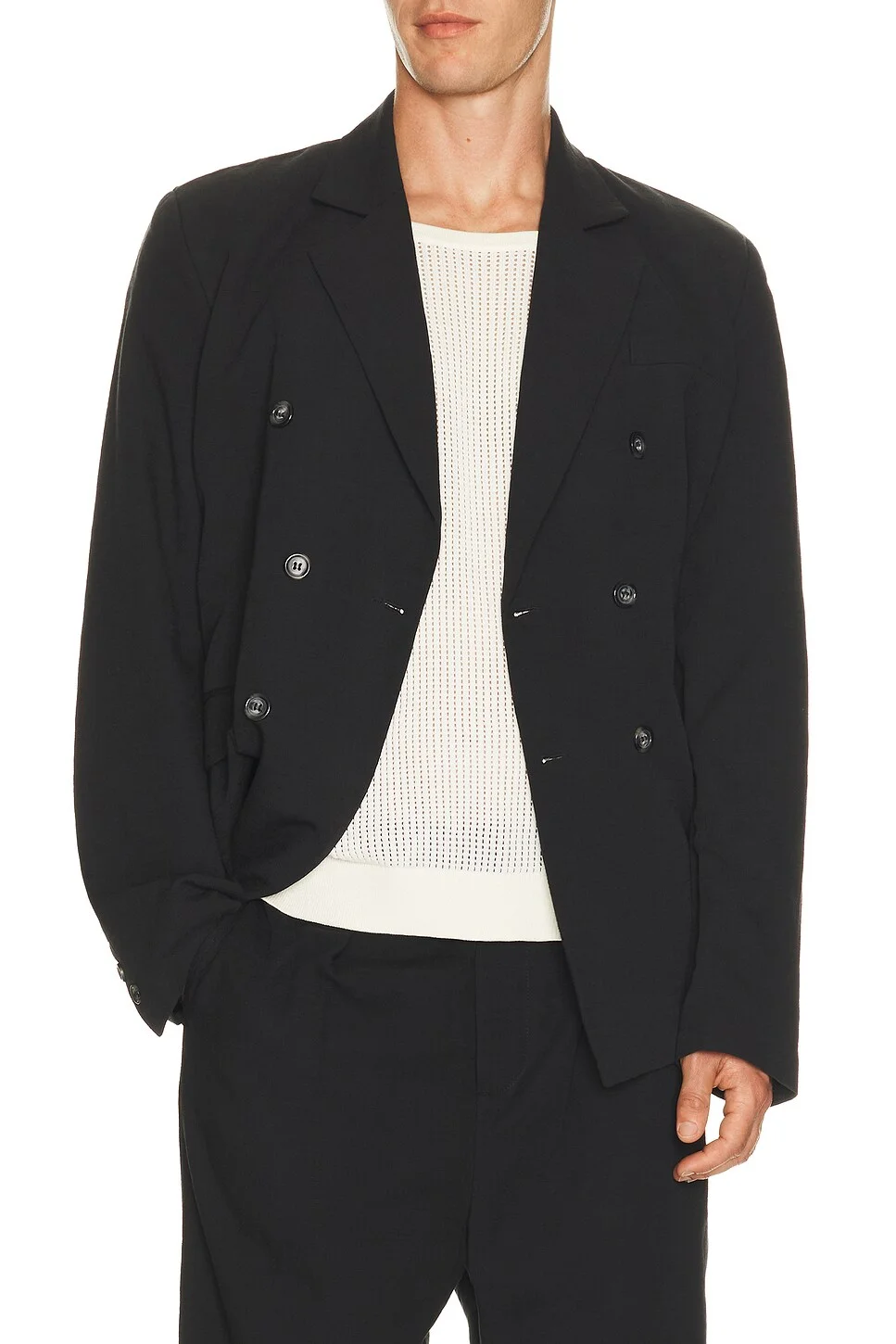 Double Breasted Wool Blazer - 1