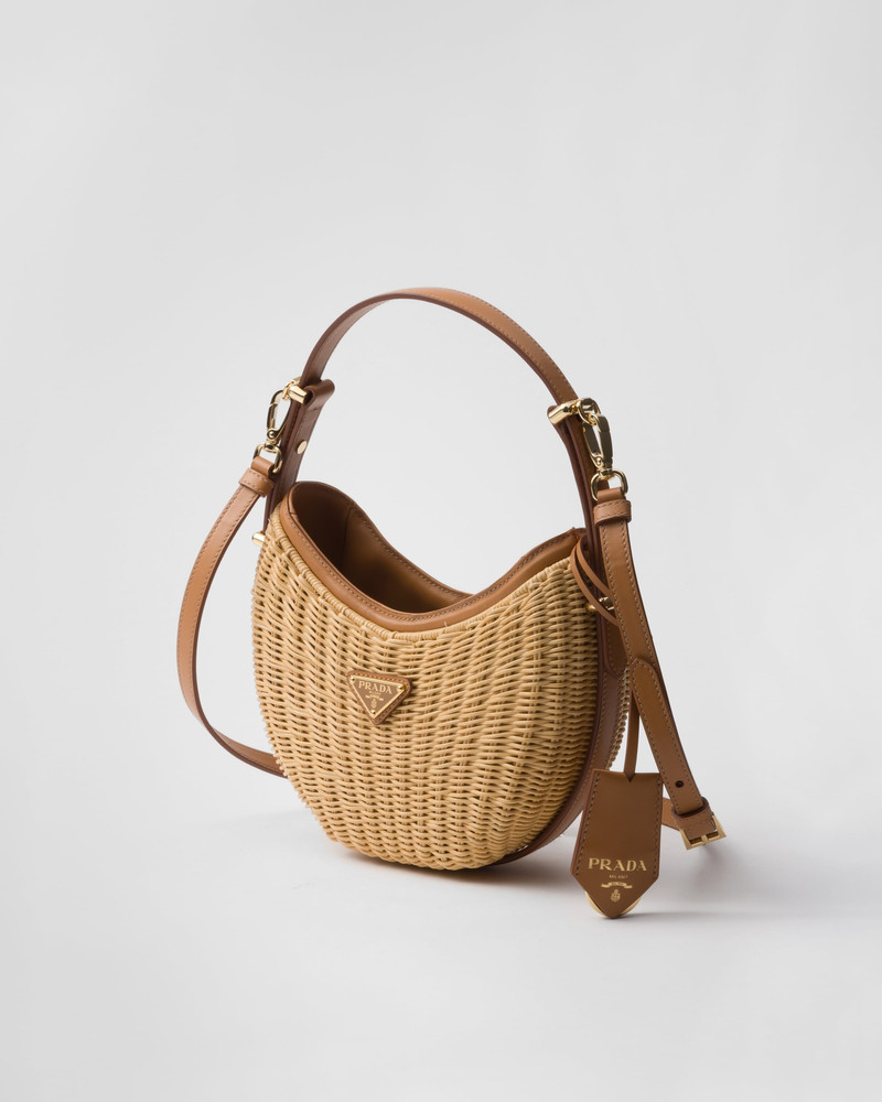 Prada Arqué woven fabric and leather bag 3
