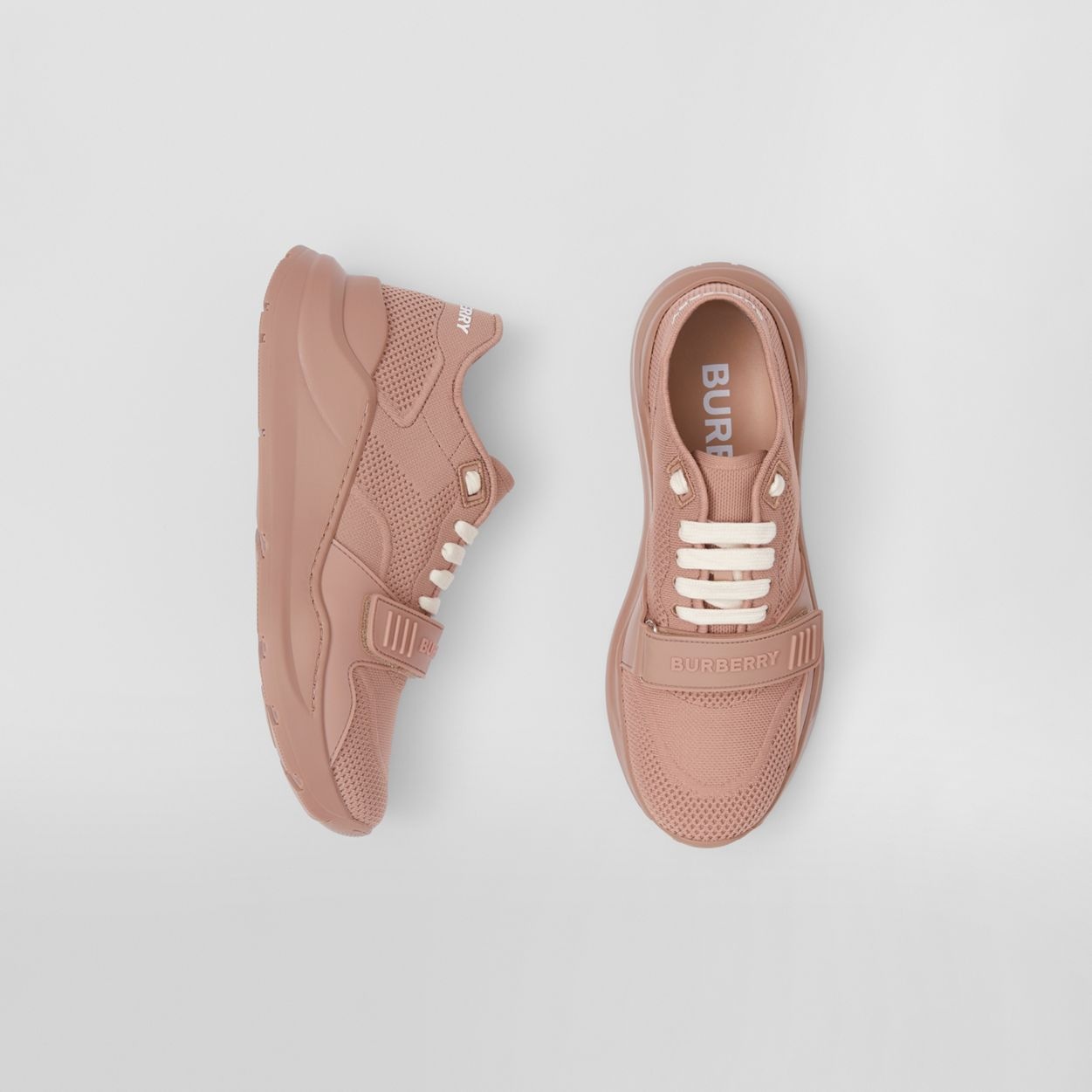 Knitted Stretch Nylon and Leather Sneakers - 6