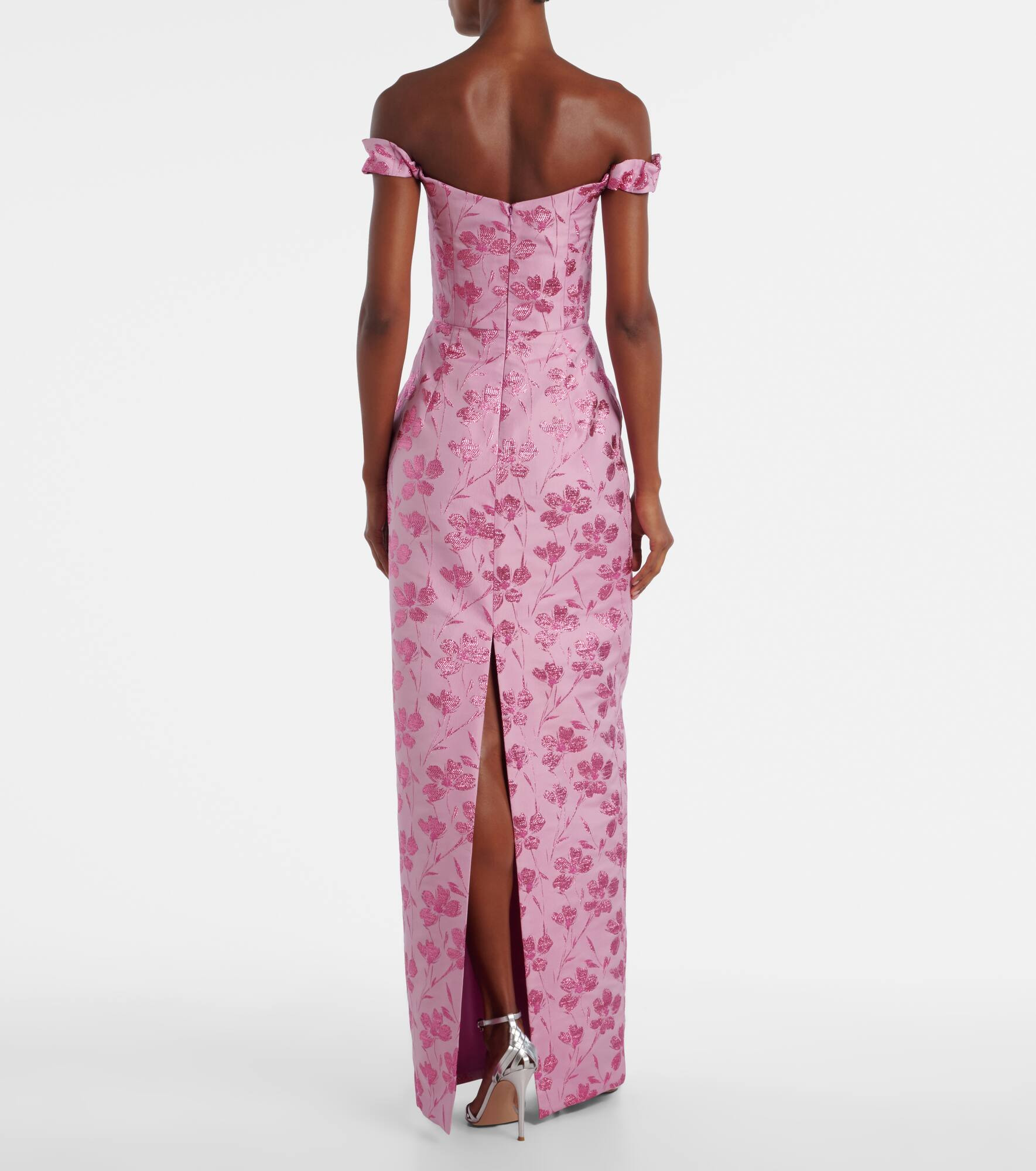 Yolanda floral off-shoulder brocade gown - 3