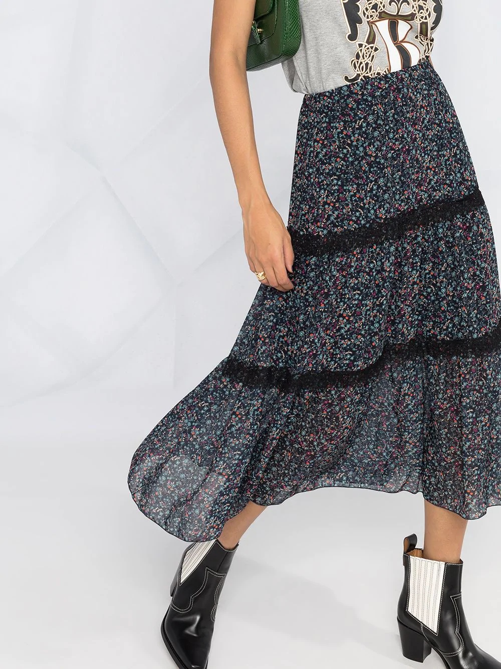 Floral Haze tiered skirt - 5