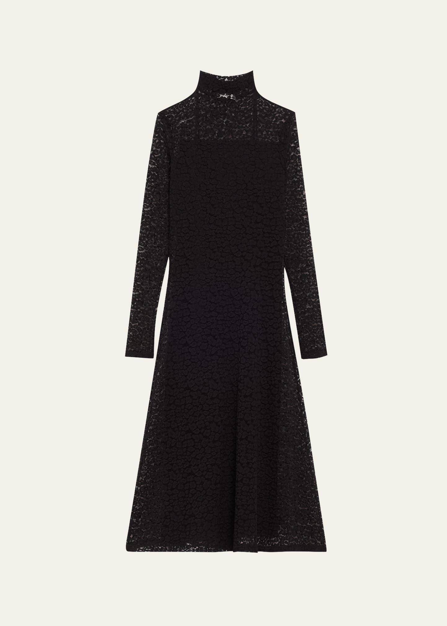 Talia Leopard Long-Sleeve Turtleneck Dress - 1