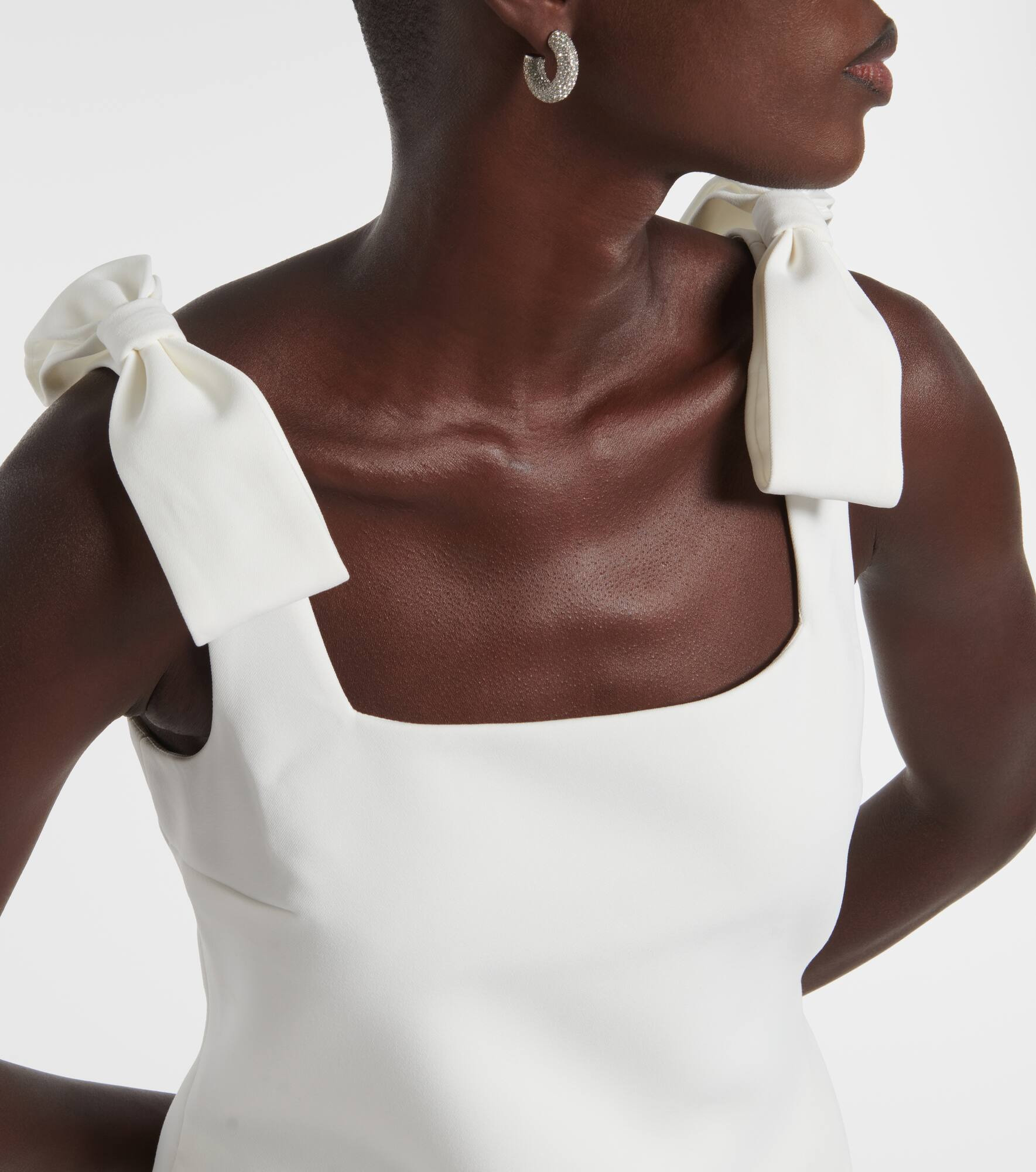 Bridal floral-appliqué crêpe minidress - 4