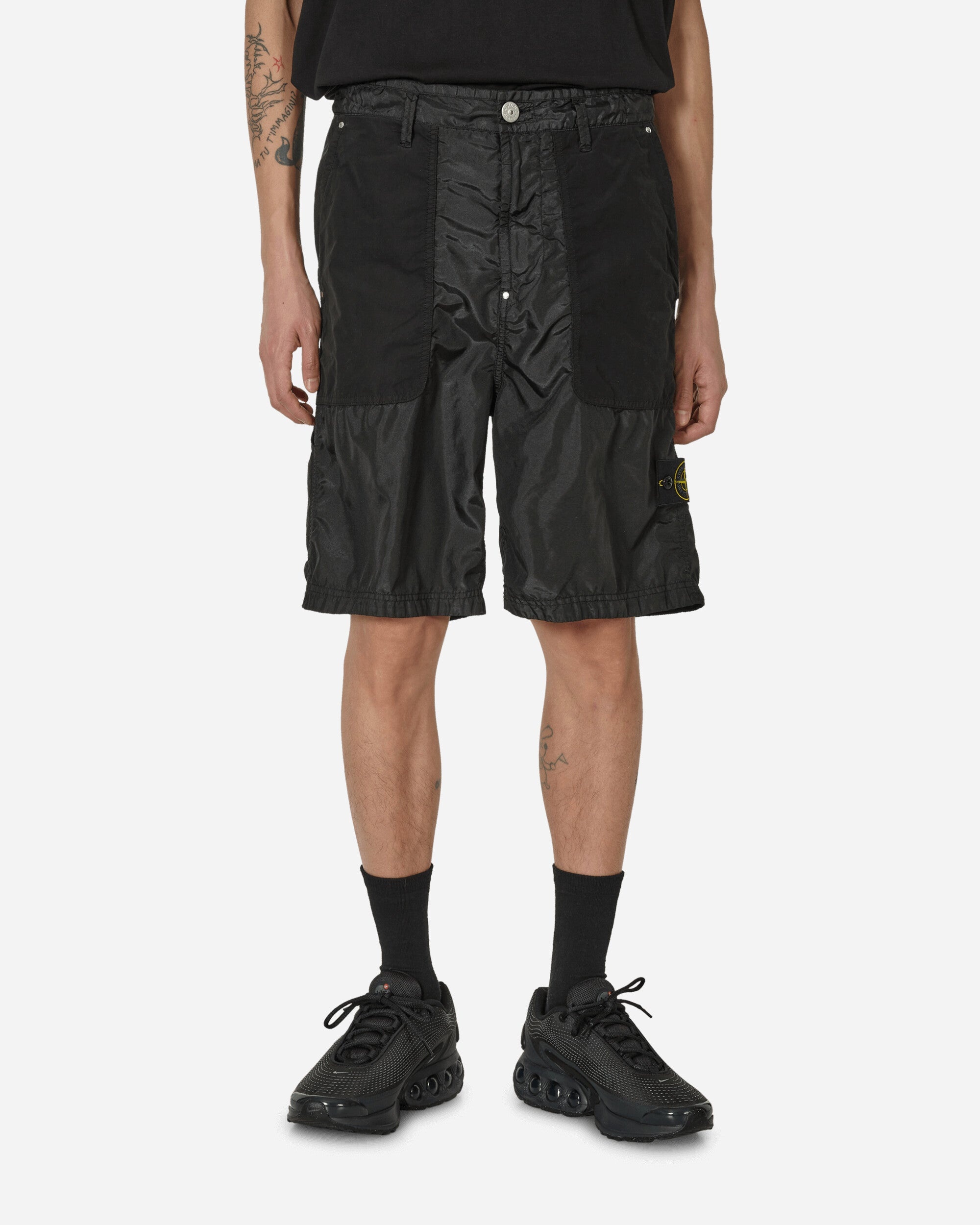 Garment Dyed Polyester Shorts Black - 1